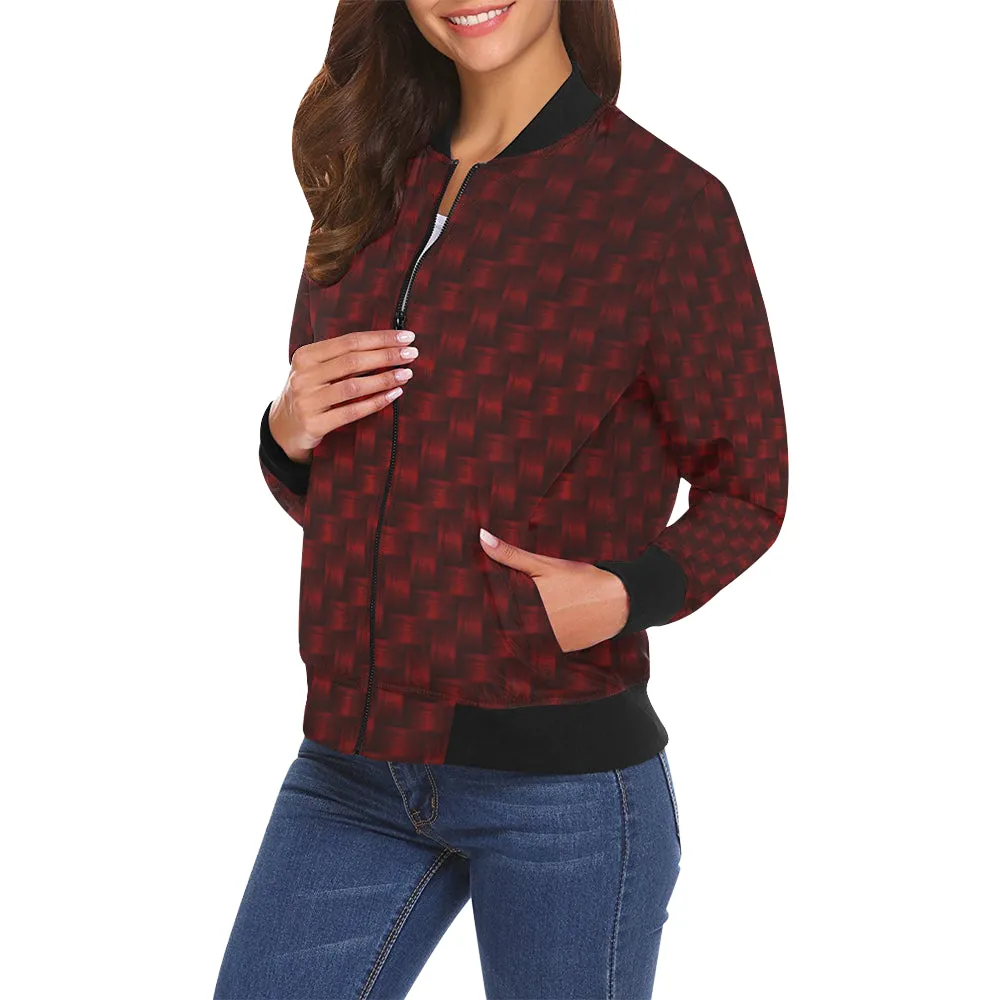 DELUXE RED TRESSER All Over Print Bomber Jacket for Women