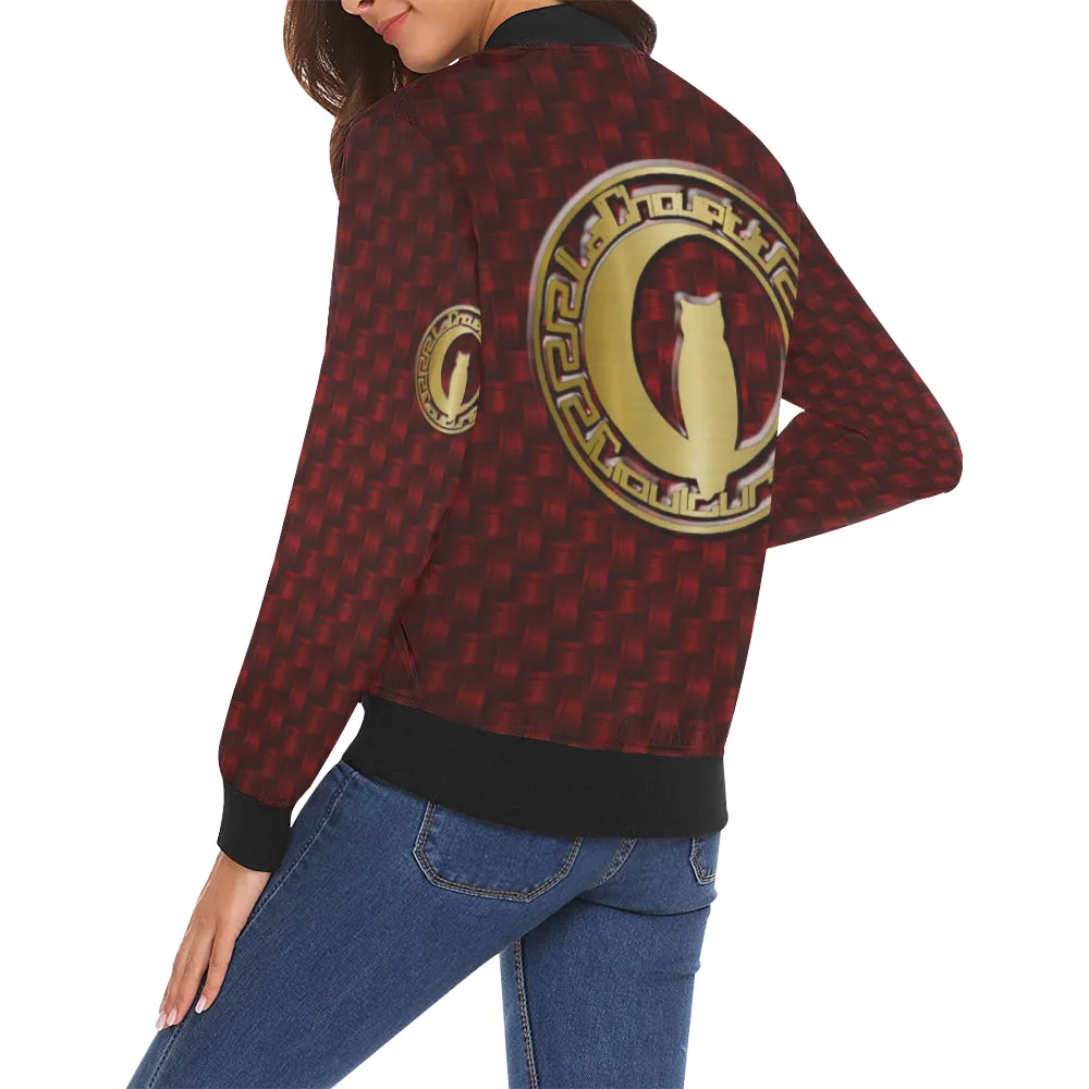 DELUXE RED TRESSER All Over Print Bomber Jacket for Women