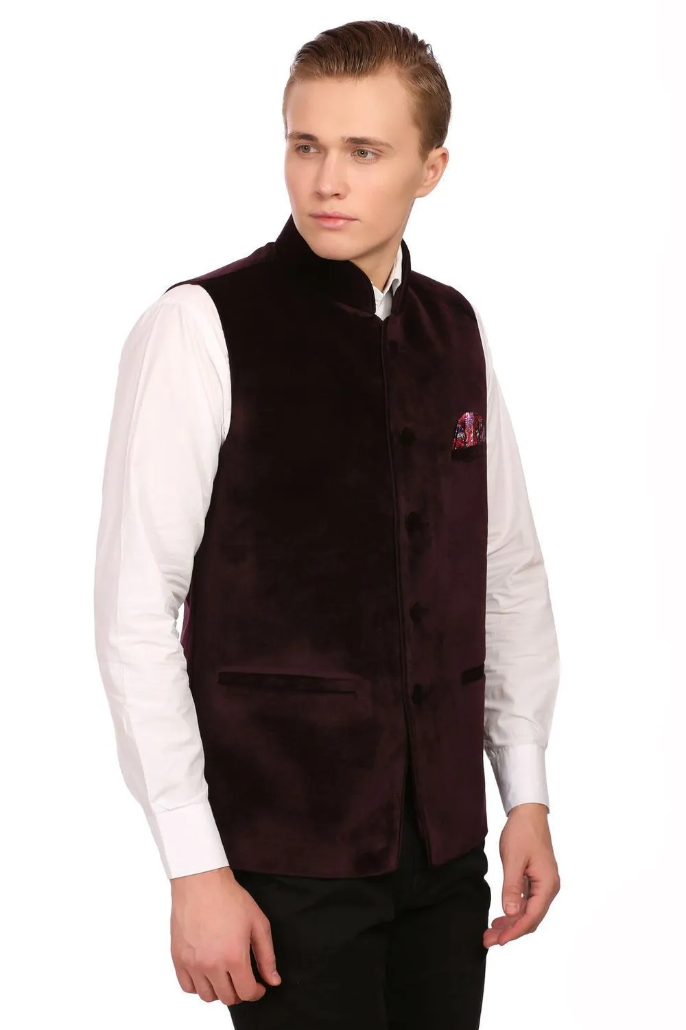 Dust Free Cotton Velvet Red Modi Nehru Jacket