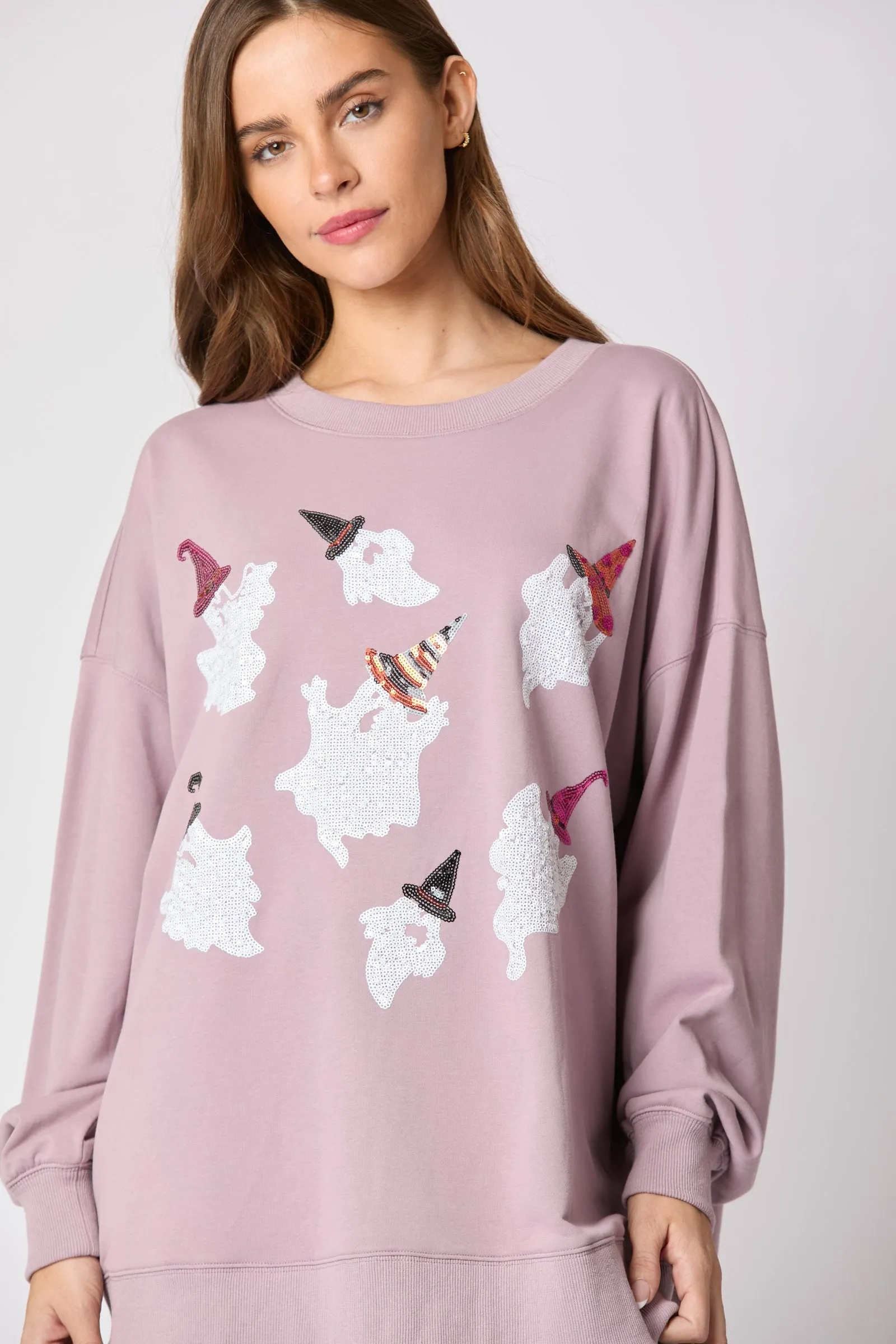 Dusty Lavender Sequin Ghost Pullover