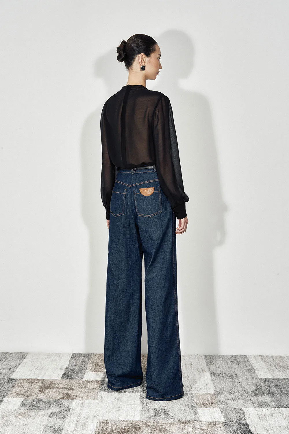 Elara Straight Side Pocket Denim Floor Length Pants