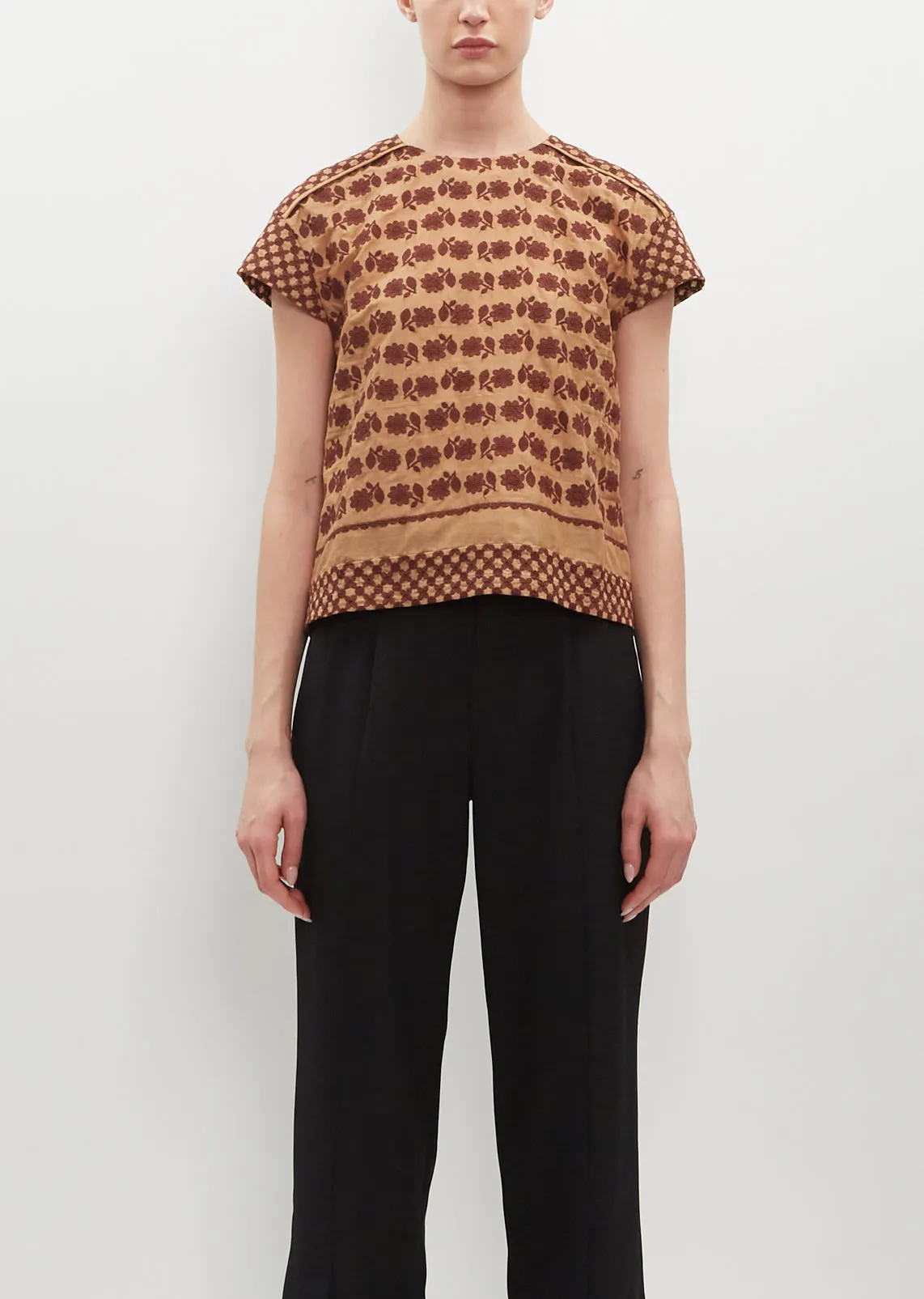 Embroidered Woven Pullover