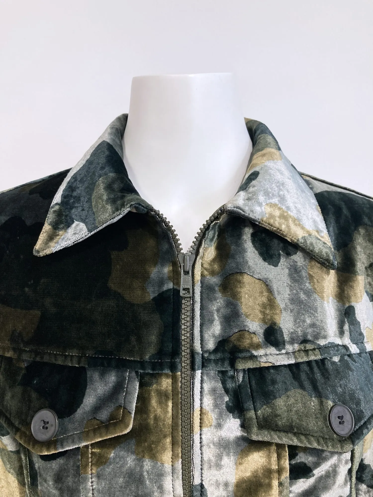 Enrica Massei khaki camo velvet trucker jacket - size 40