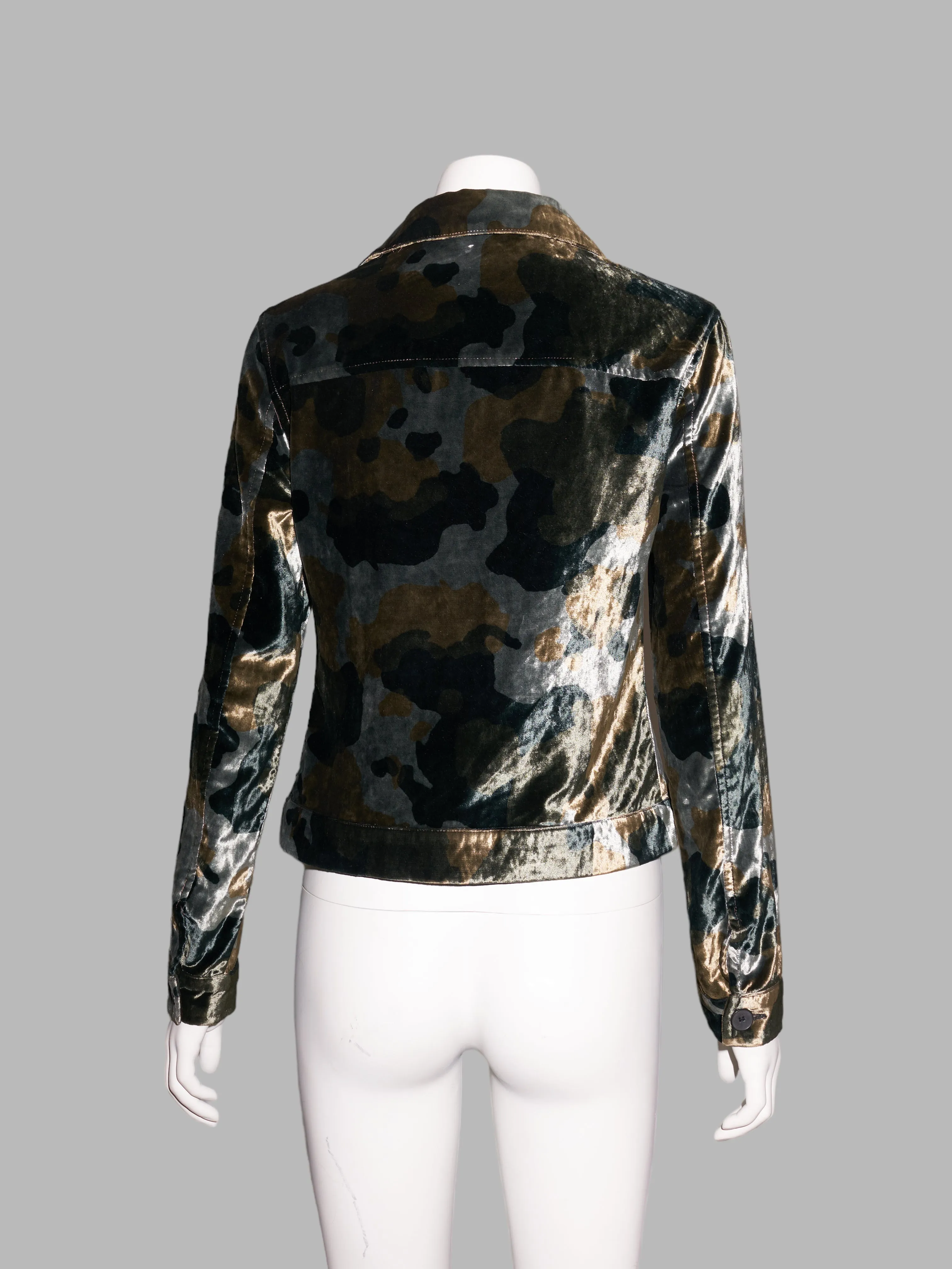 Enrica Massei khaki camo velvet trucker jacket - size 40