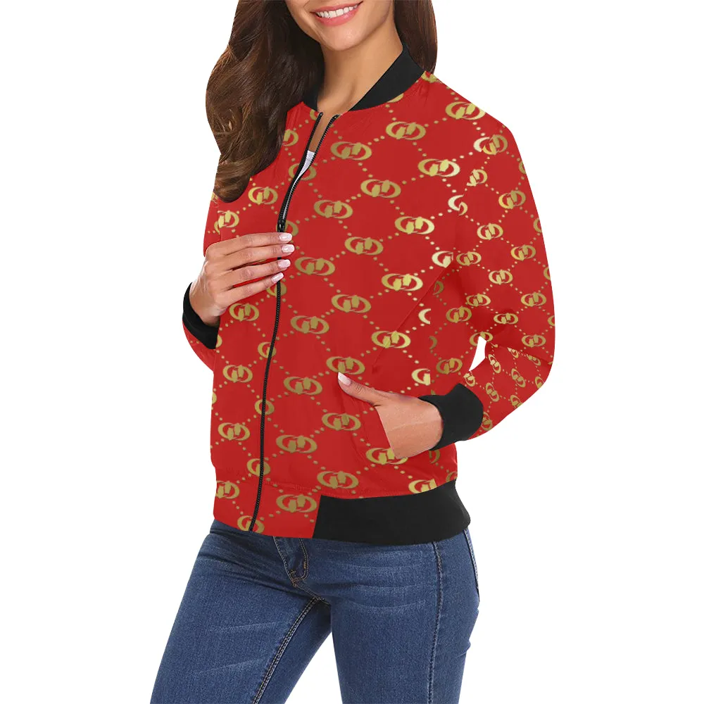 EXCELLENCE RDGLD All Over Print Bomber Jacket for Women (Model H19)