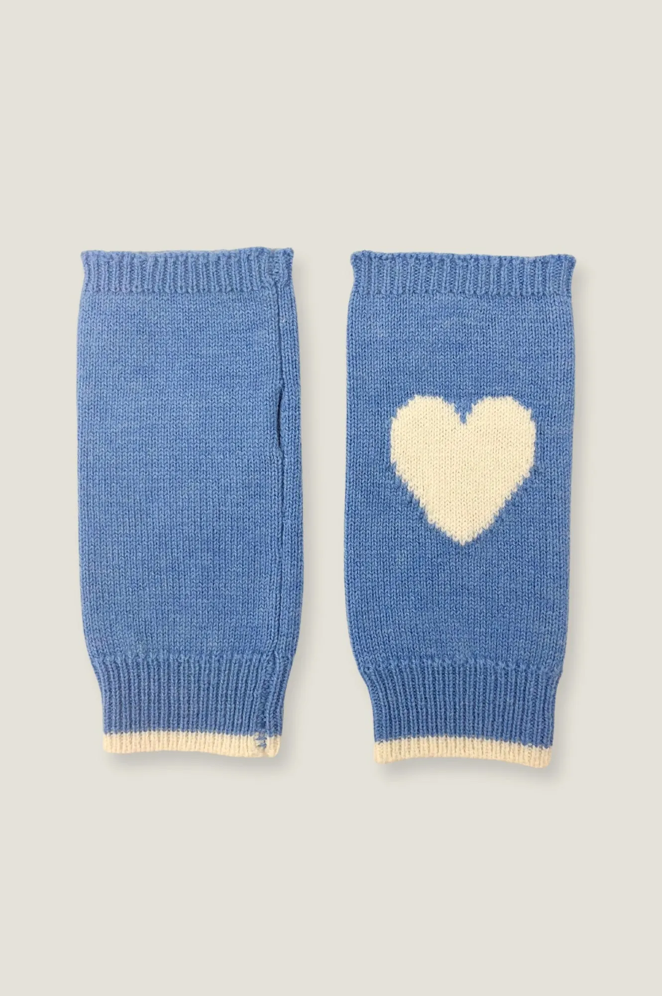 Fingerless Heart Gloves | Serene Blue/Cream