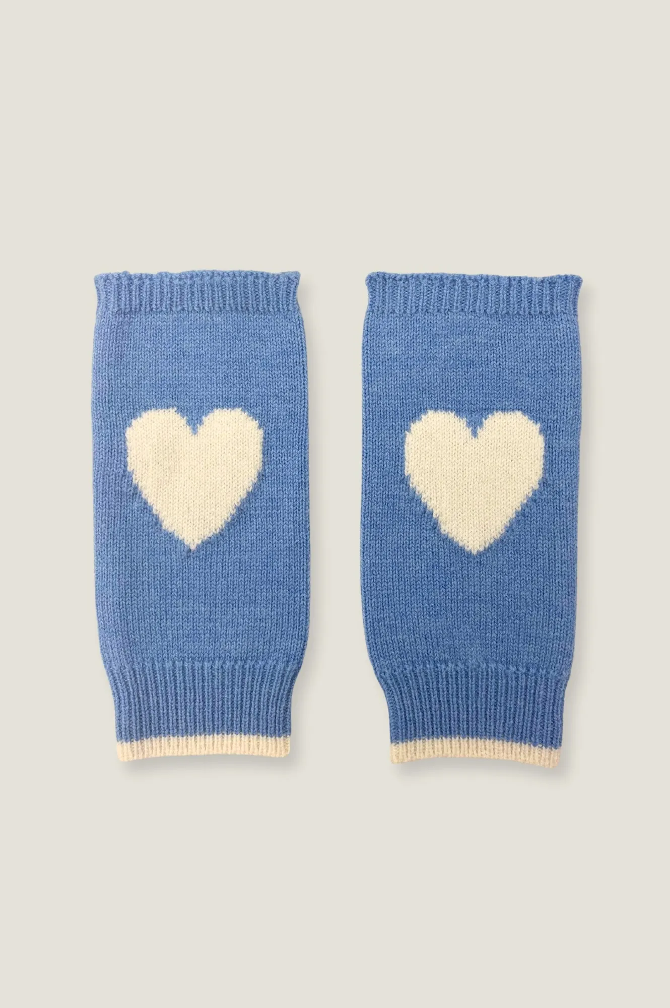 Fingerless Heart Gloves | Serene Blue/Cream