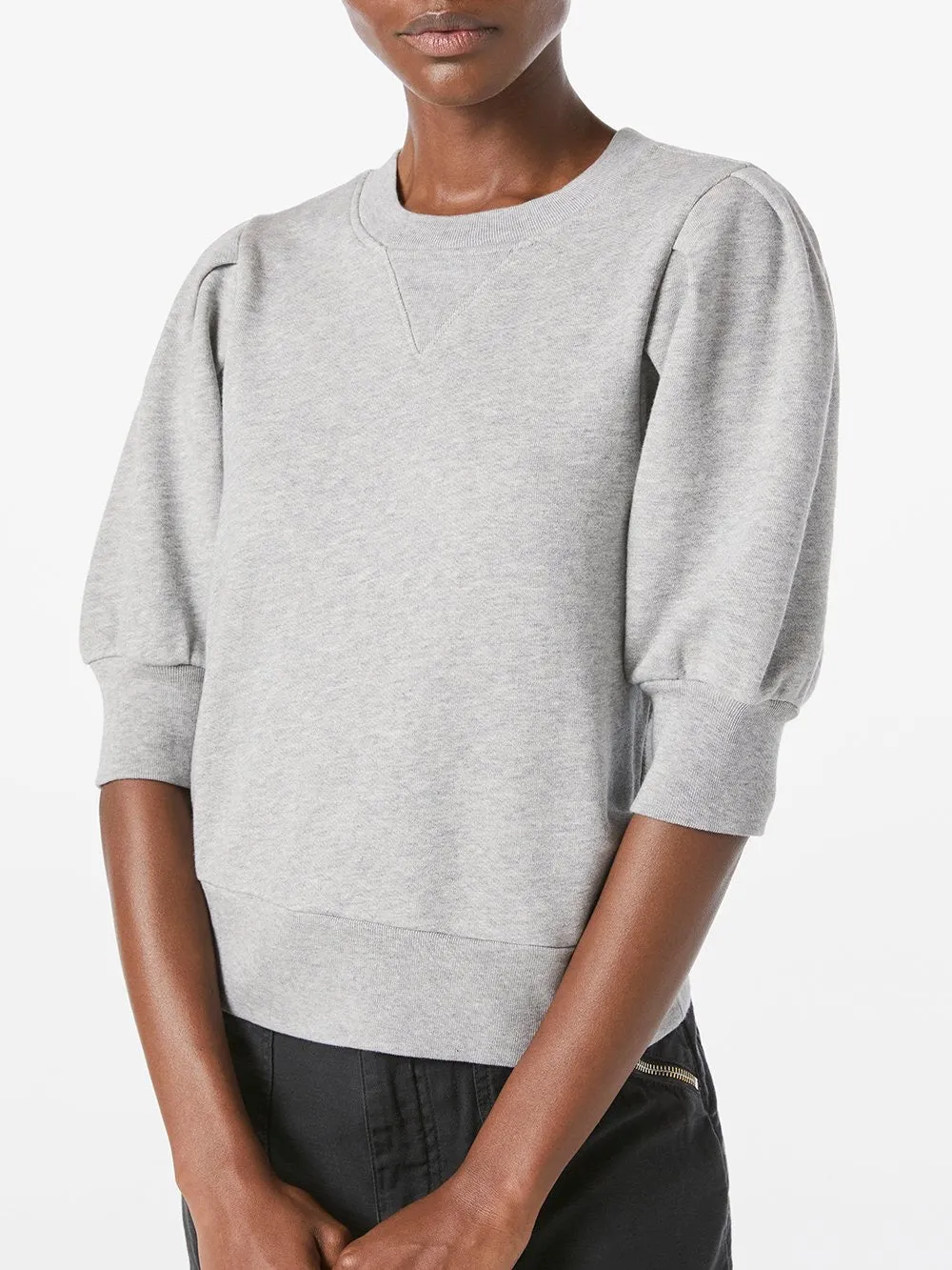 Frame - Shirred S/S Sweatshirt in Gris Heather