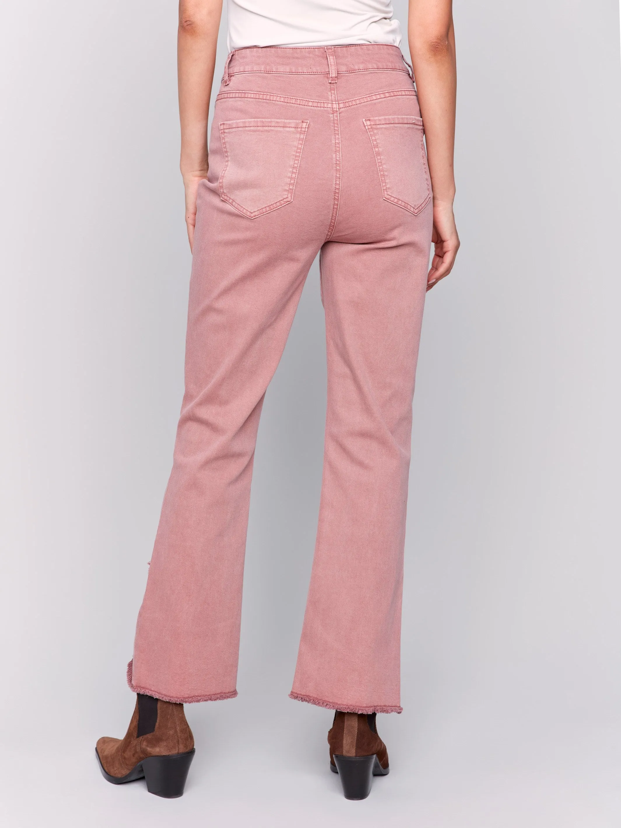 Front Tulip Hem Twill Pants - Woodrose