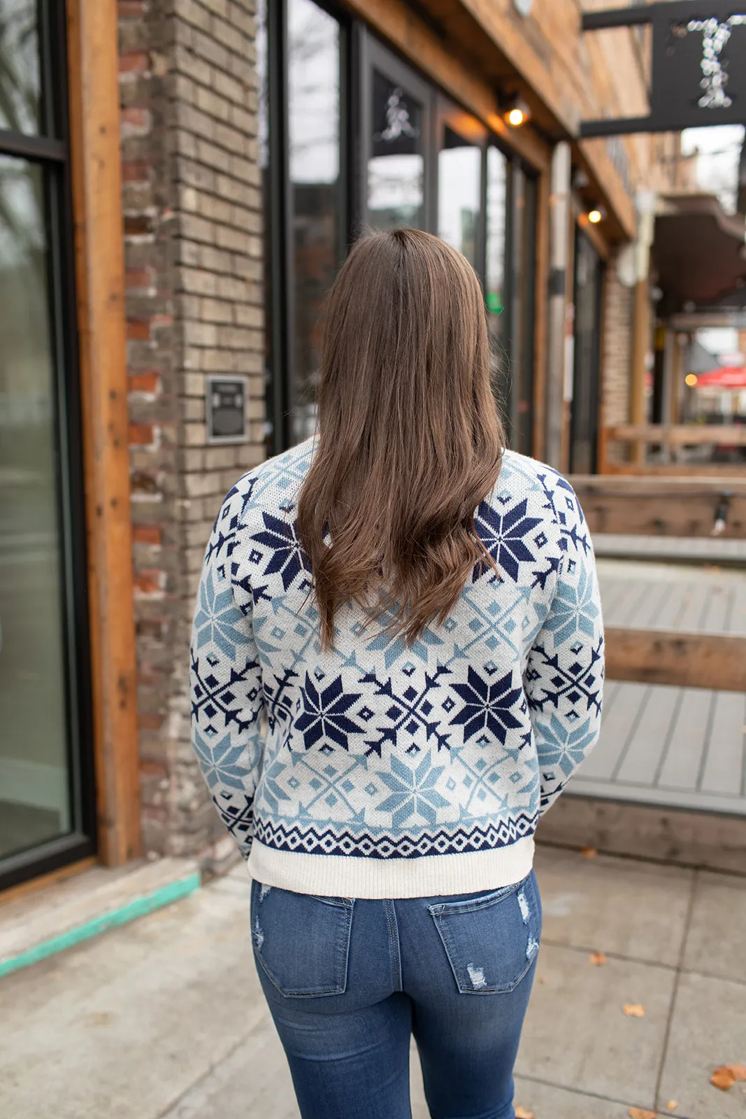 Frosty Blue Nordic Pullover Sweater