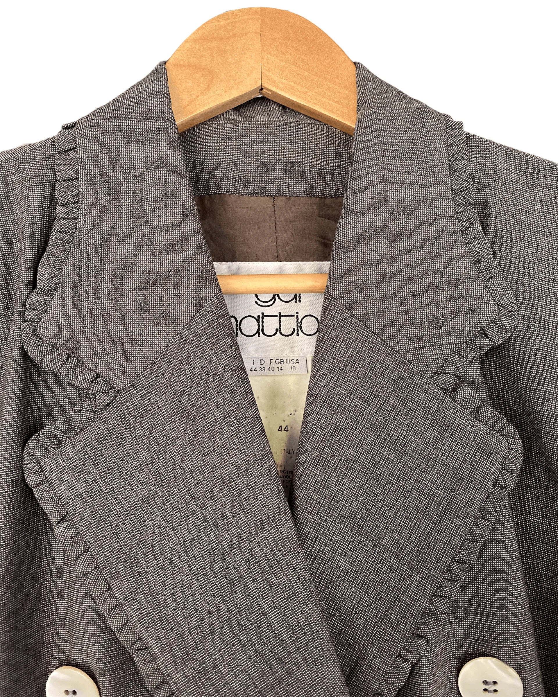 Gai Mattiolo Double Breasted Wool Jacket Grey Fr40 UK 12/14