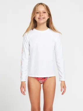 Girls Simply Core Long Sleeve UPF 50 Rashguard - White