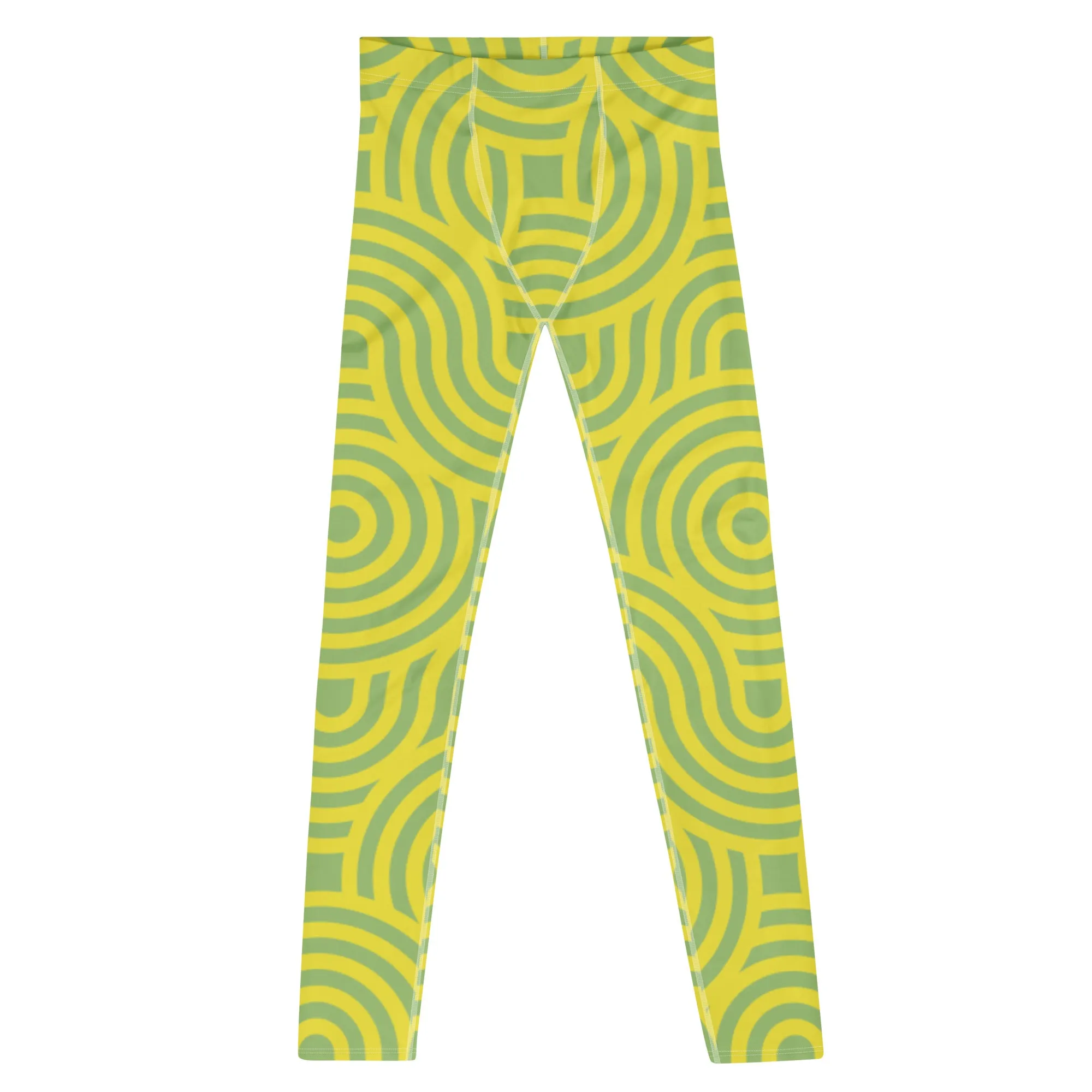 Green Blue Swirl Men's Leggings, Swirl Colorful Festive Rave Men's Party Tights-Made in USA/EU/MX