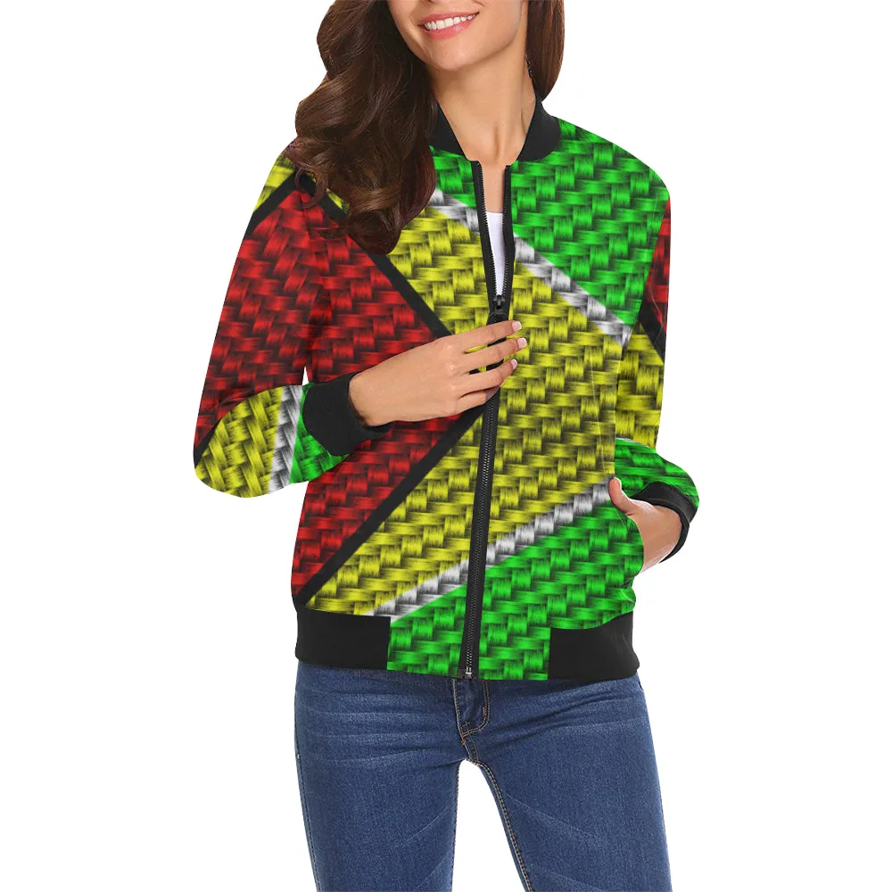 GUYANA FLAG All Over Print Bomber Jacket for Women