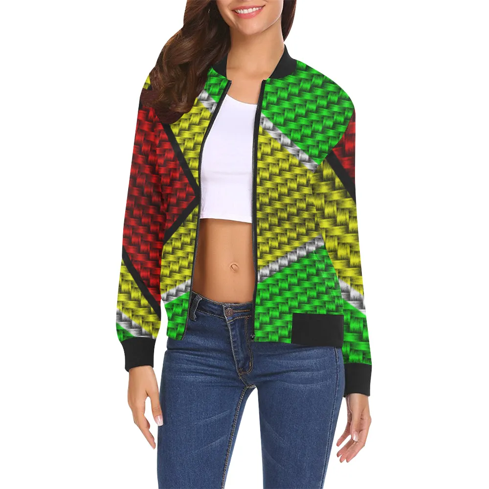 GUYANA FLAG All Over Print Bomber Jacket for Women