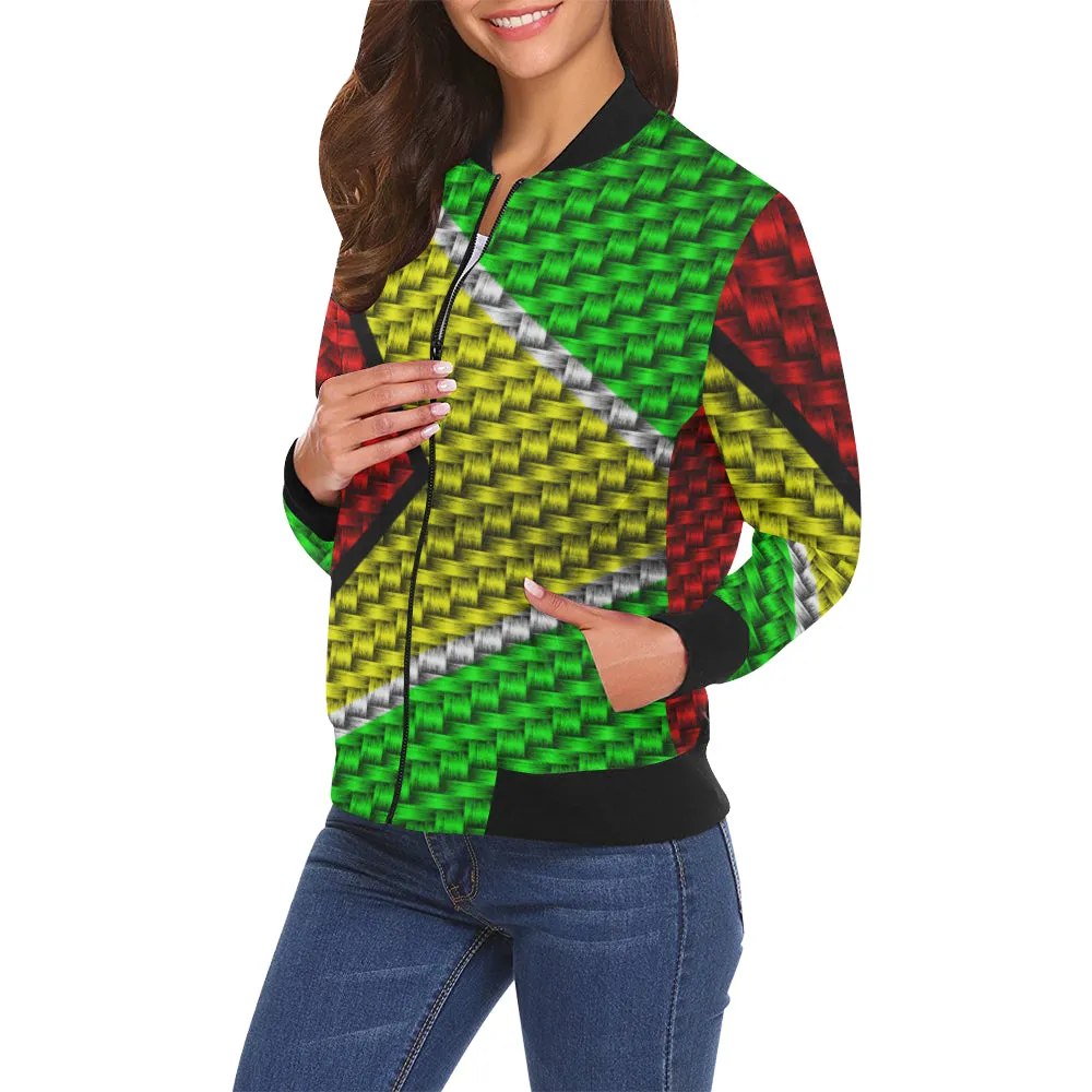 GUYANA FLAG All Over Print Bomber Jacket for Women