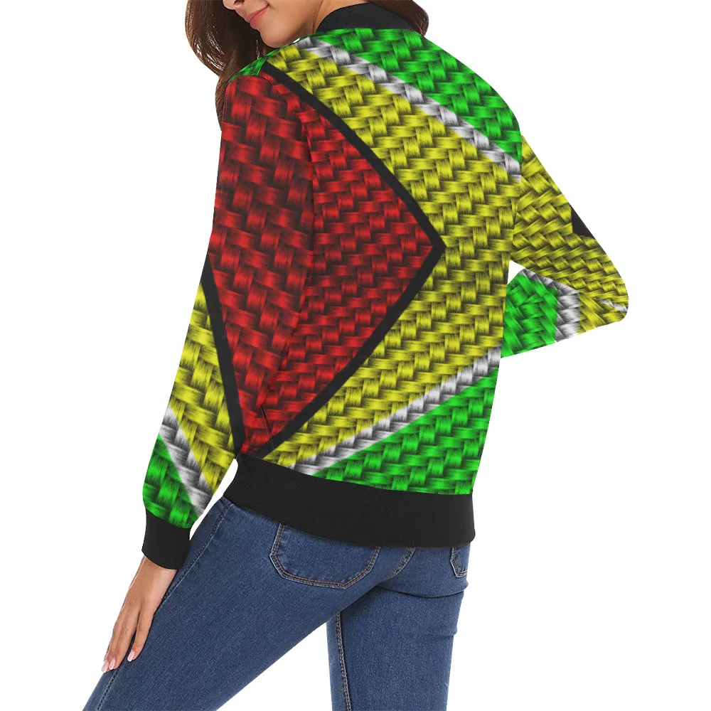 GUYANA FLAG All Over Print Bomber Jacket for Women