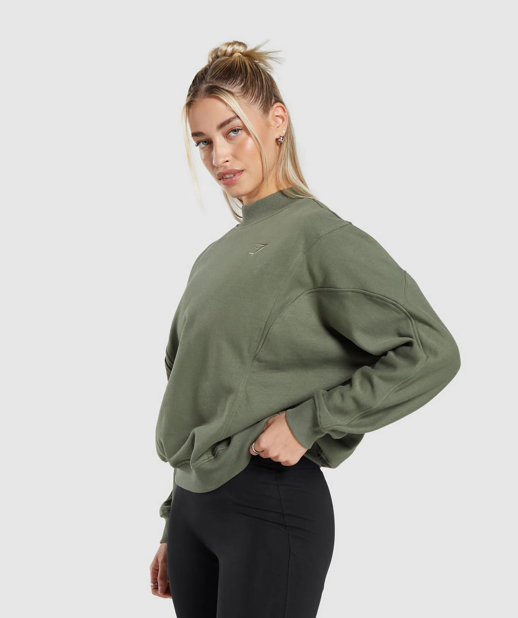 Gymshark Rest Day Cotton Contour Pullover - Base Green