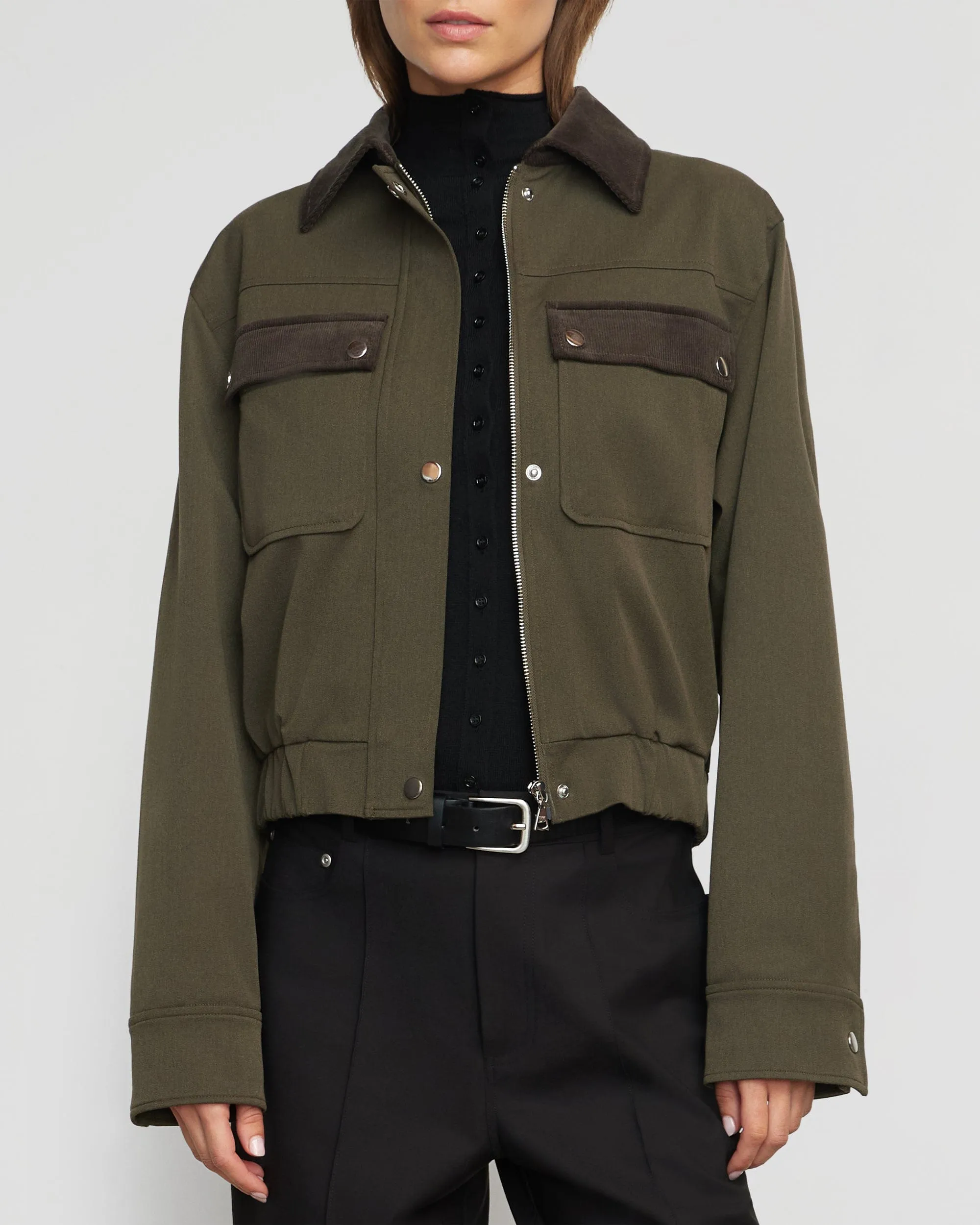 Haddon Contrast-Collar Corduroy Bomber Jacket