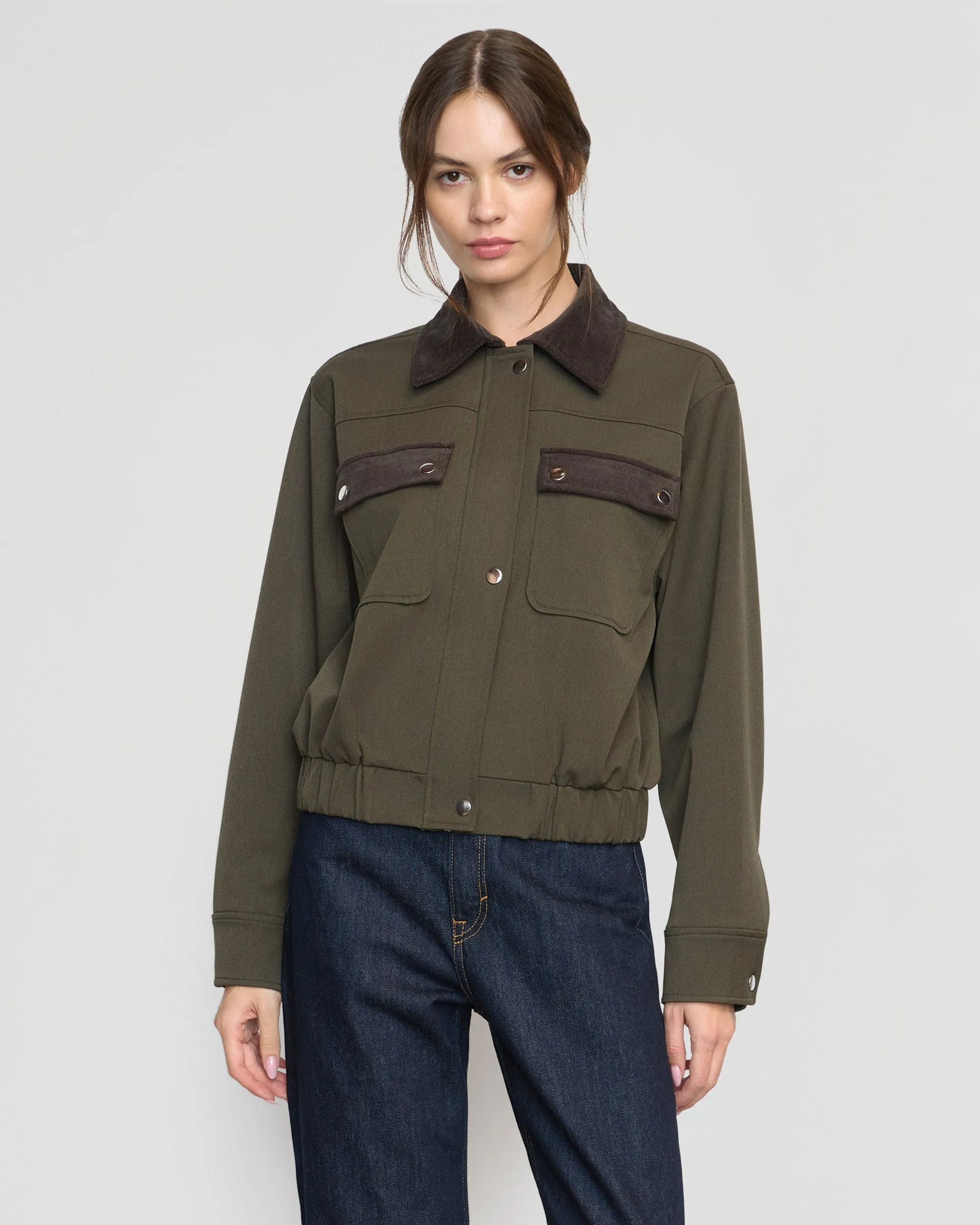 Haddon Contrast-Collar Corduroy Bomber Jacket