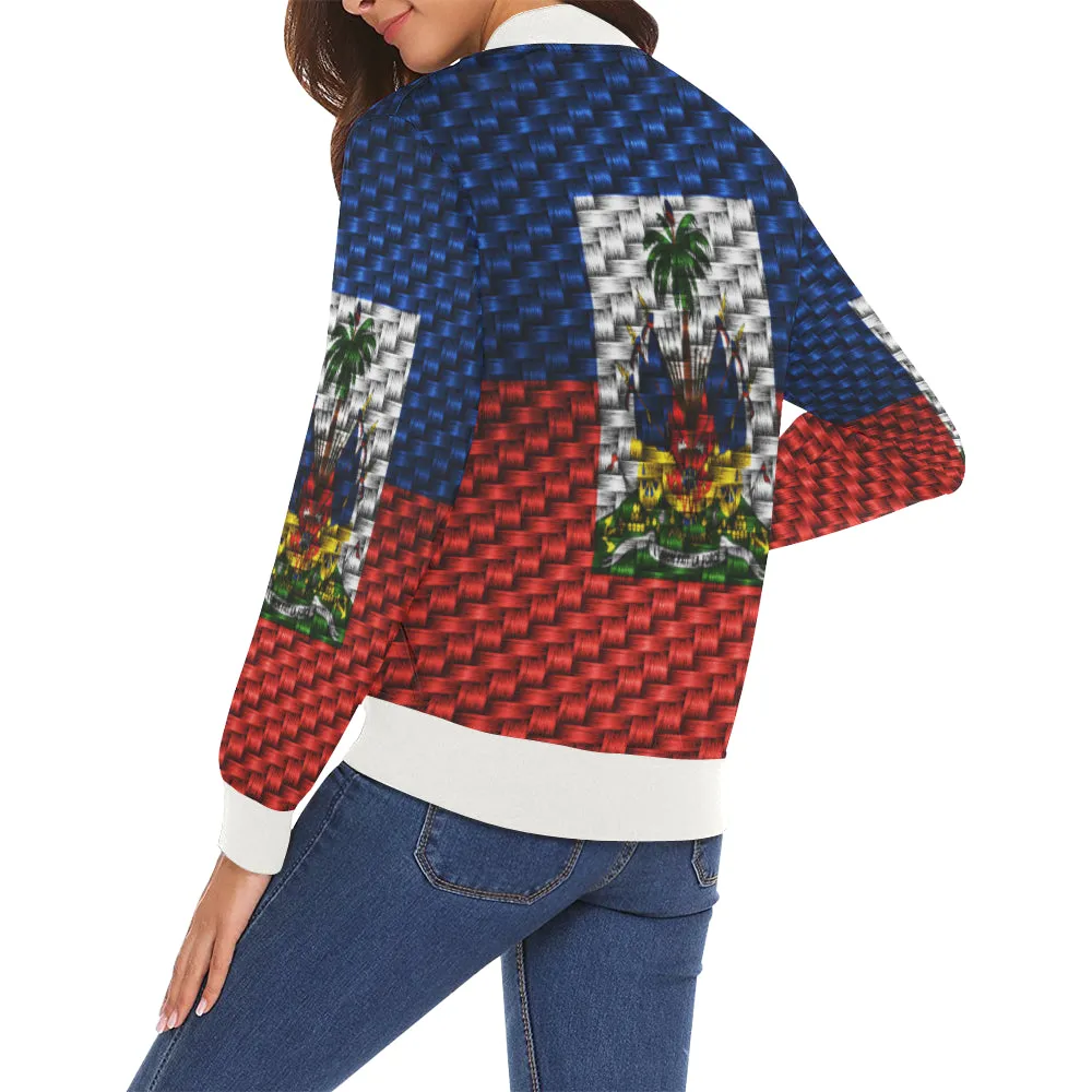 HAITI FLAG All Over Print Bomber Jacket for Women