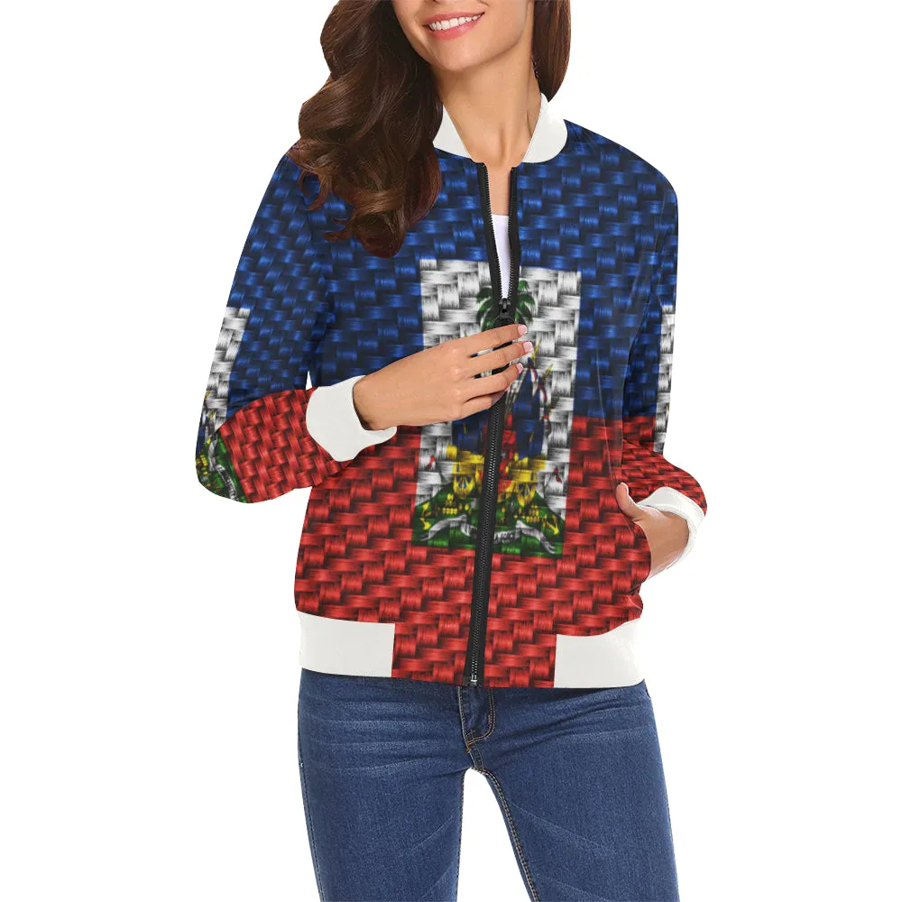 HAITI FLAG All Over Print Bomber Jacket for Women