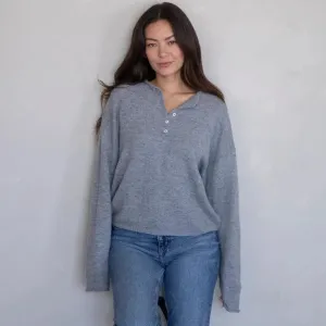 Heather Grey Quarter Button Sweater