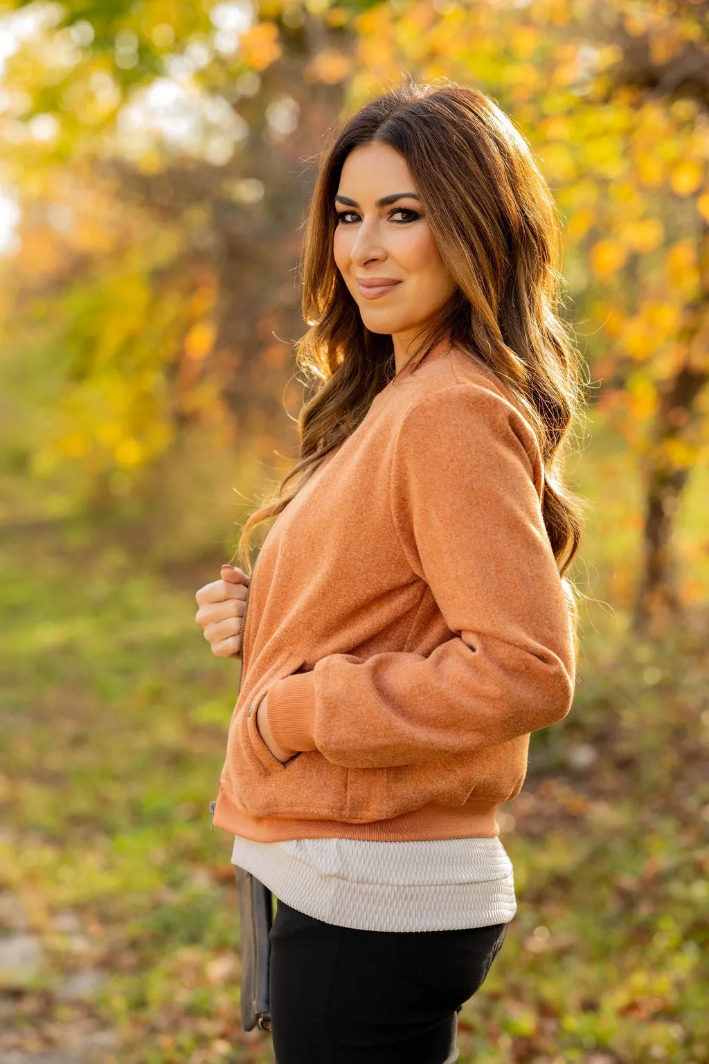 Heathered Bomber Jacket