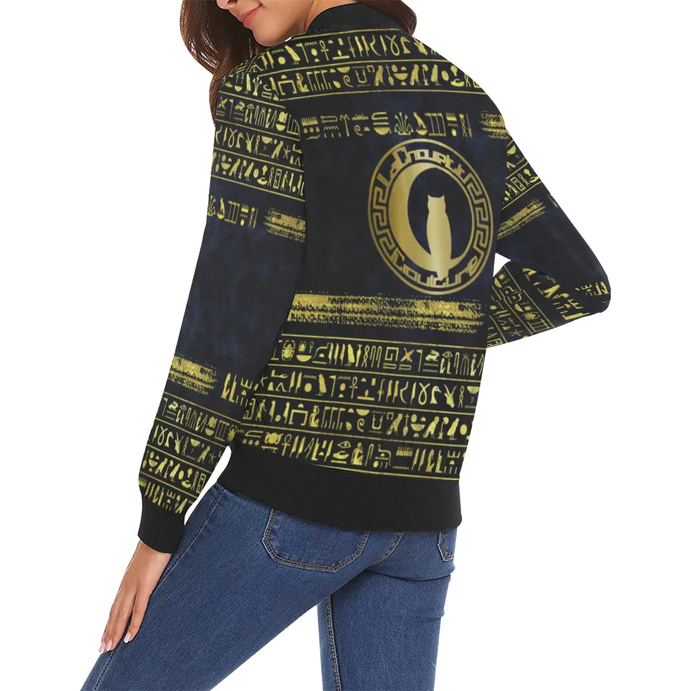 HIEROGLYPH DELUXE All Over Print Bomber Jacket for Women