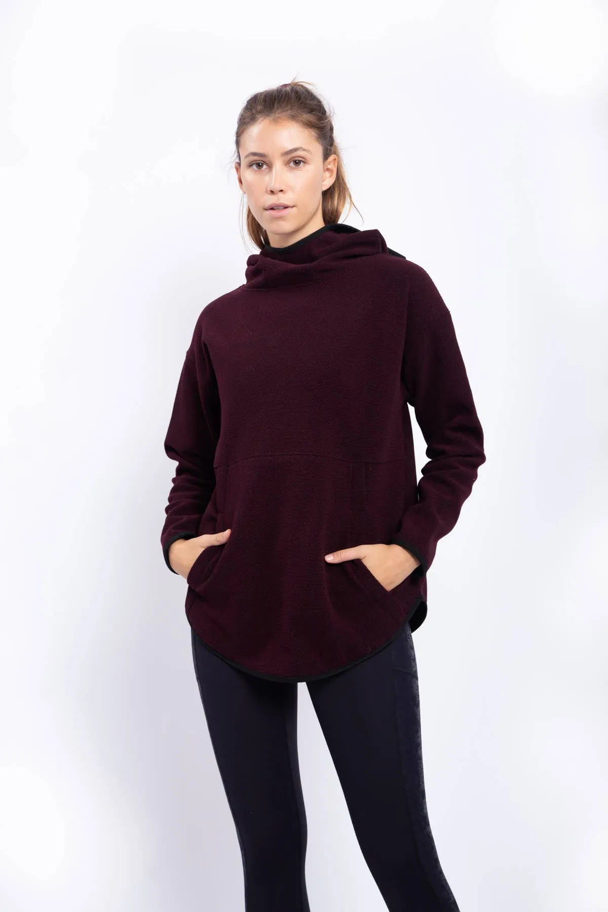 High Neck Swoop Pullover with Hood