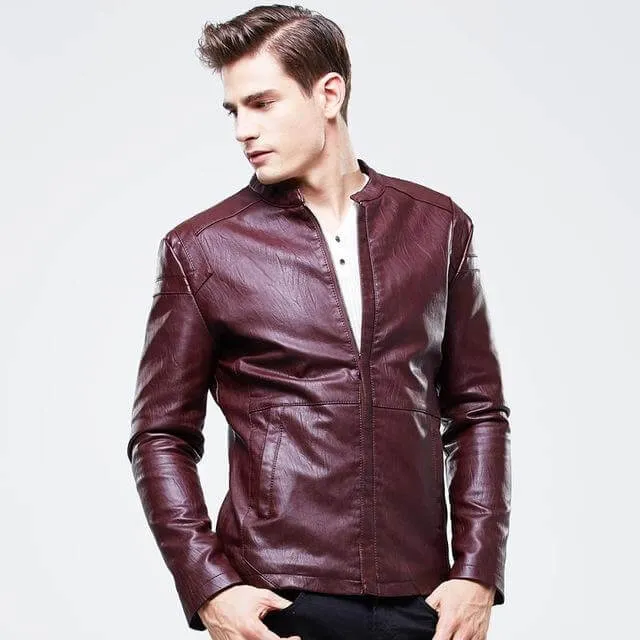 High Quality Luxury  Men's PU Leather Jacket