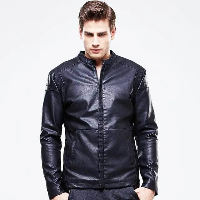 High Quality Luxury  Men's PU Leather Jacket