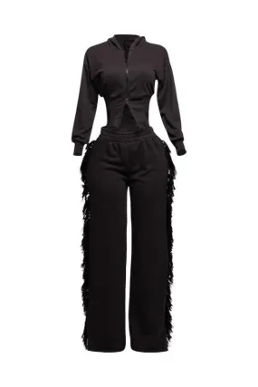 Hoodie Jacket & Side Tassel Pants Set