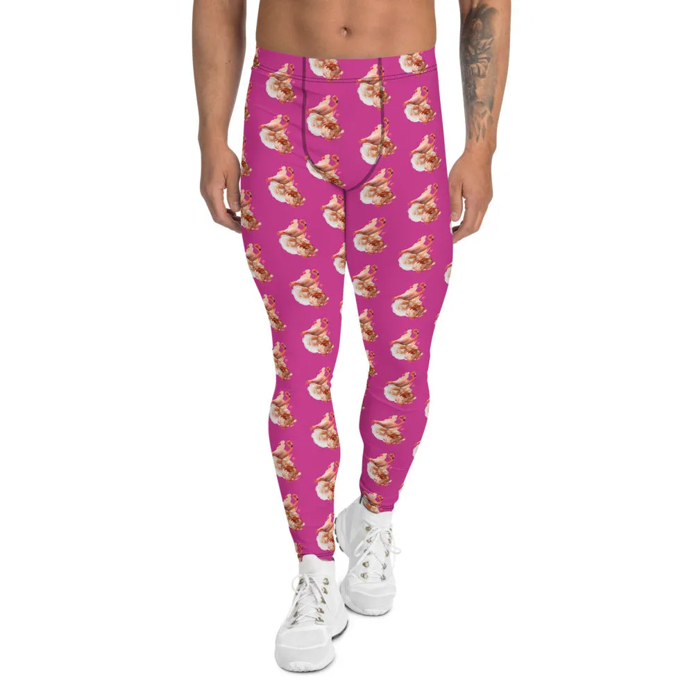 Hot Pink Flamingo Meggings, Sexy Running Compression Bird Print Tights-Made in USA/EU