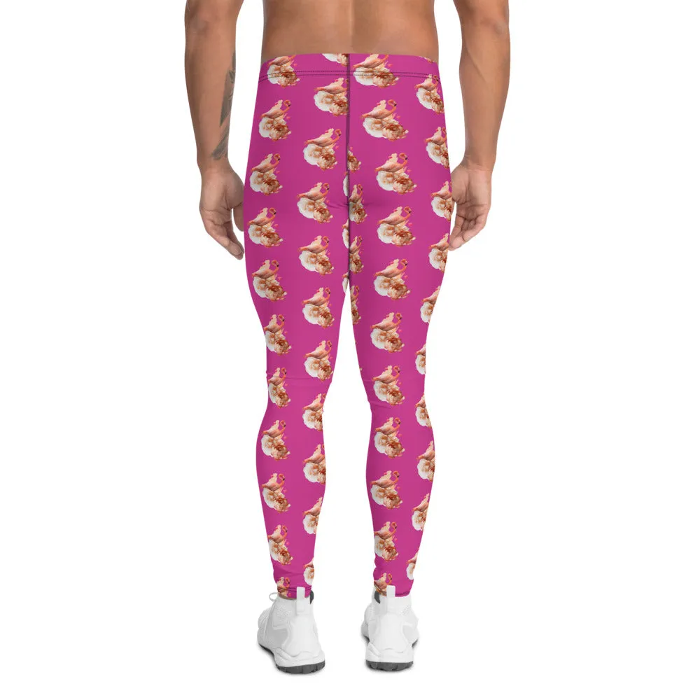 Hot Pink Flamingo Meggings, Sexy Running Compression Bird Print Tights-Made in USA/EU