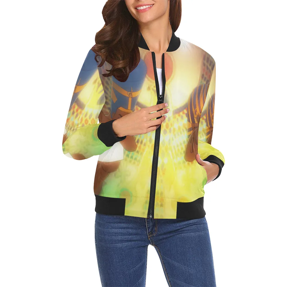 HOTEP DAB All Over Print Bomber Jacket for Women