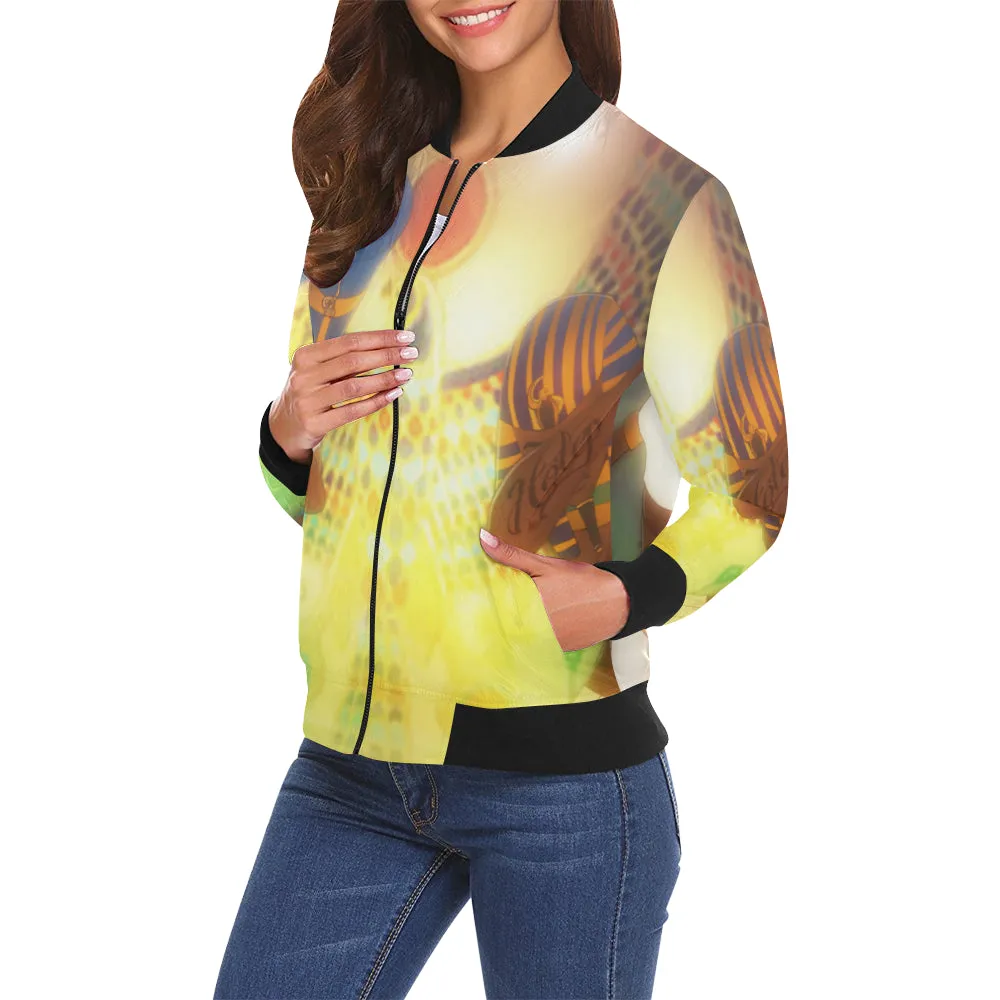 HOTEP DAB All Over Print Bomber Jacket for Women