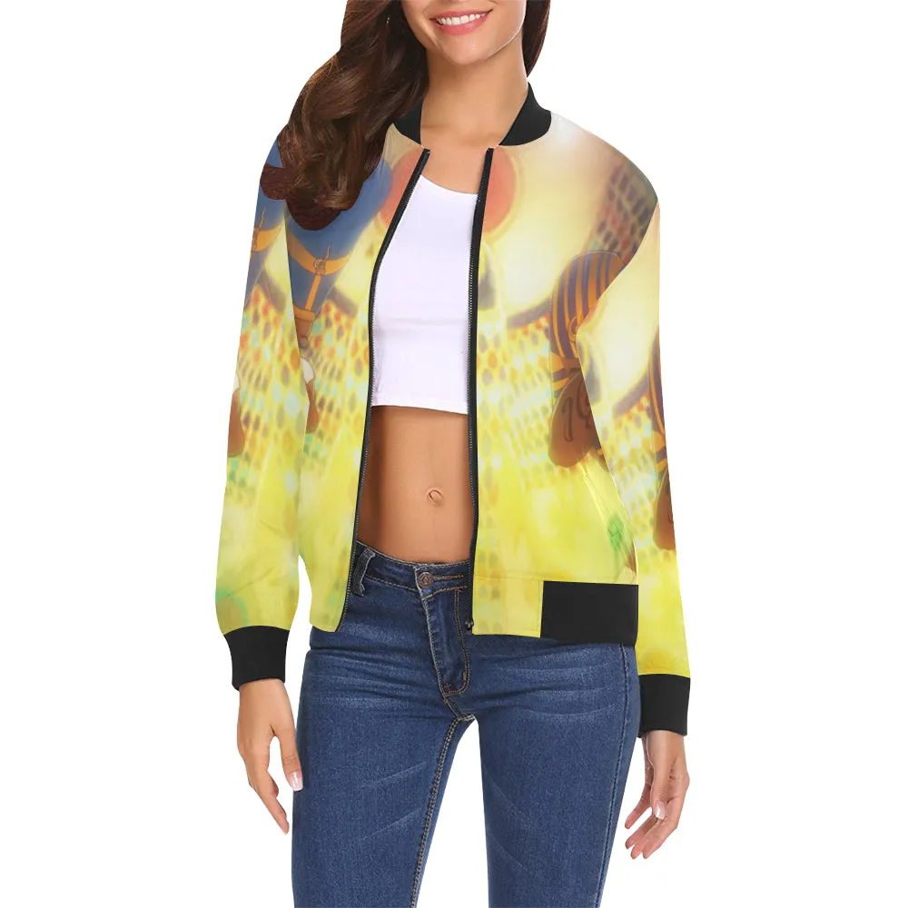 HOTEP DAB All Over Print Bomber Jacket for Women