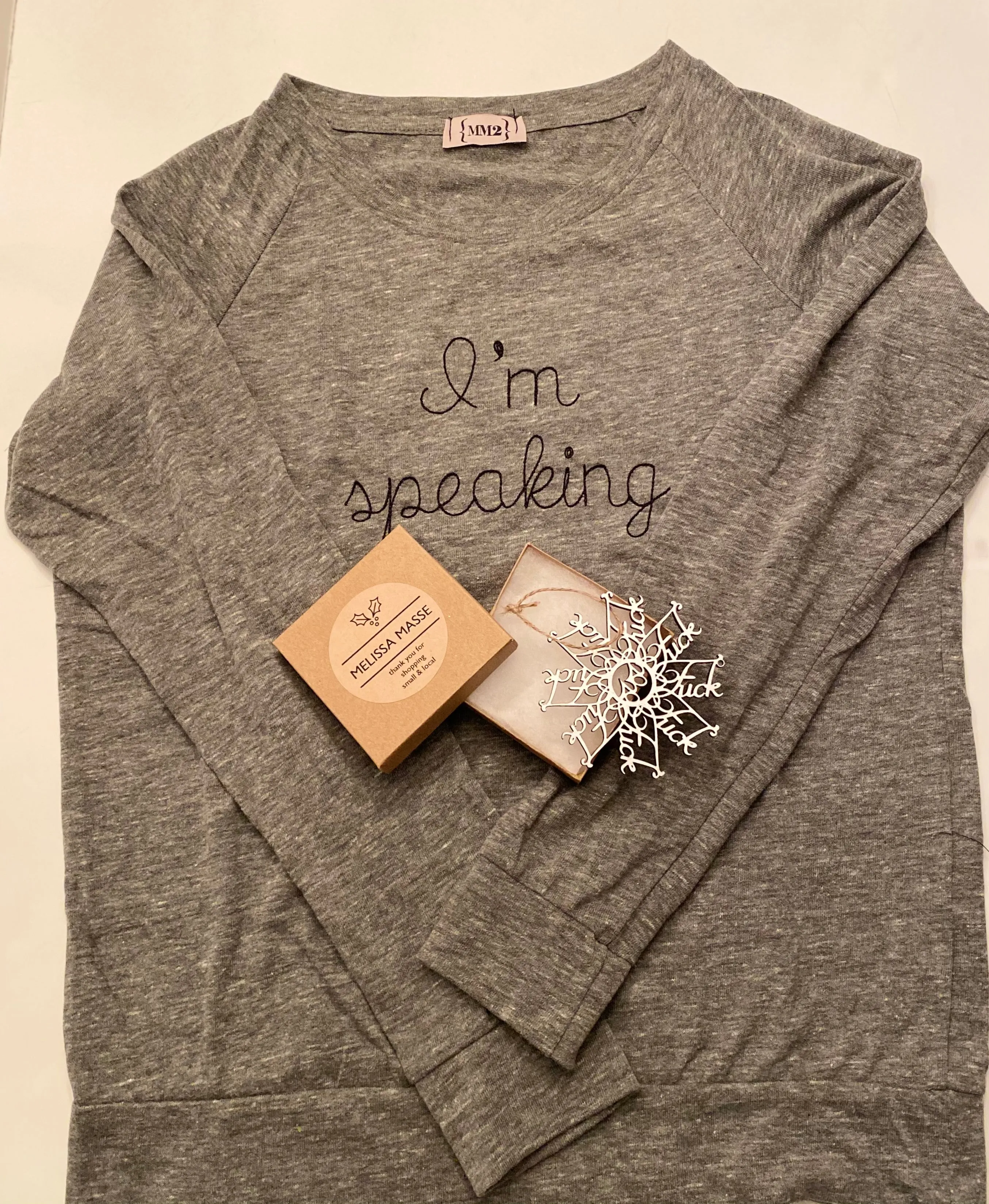 I’m speaking embroidered raglan organic sweatshirt