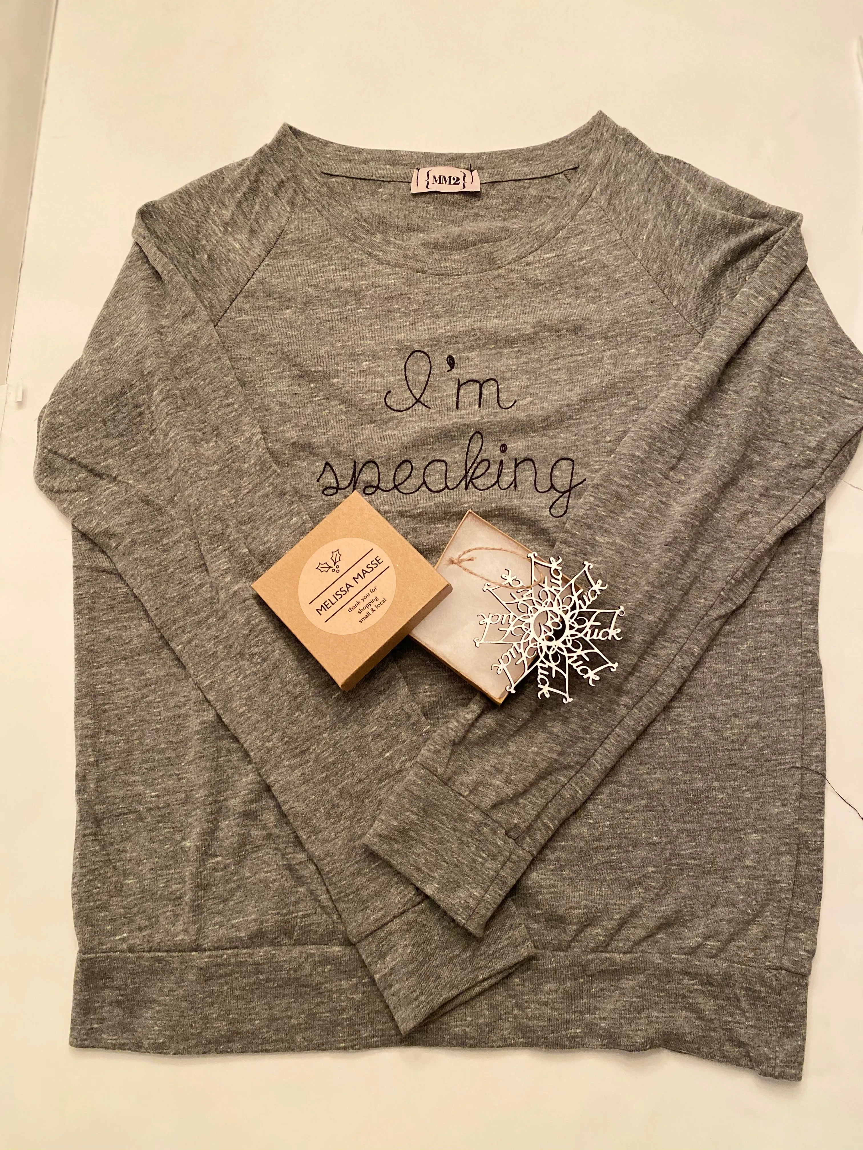 I’m speaking embroidered raglan organic sweatshirt