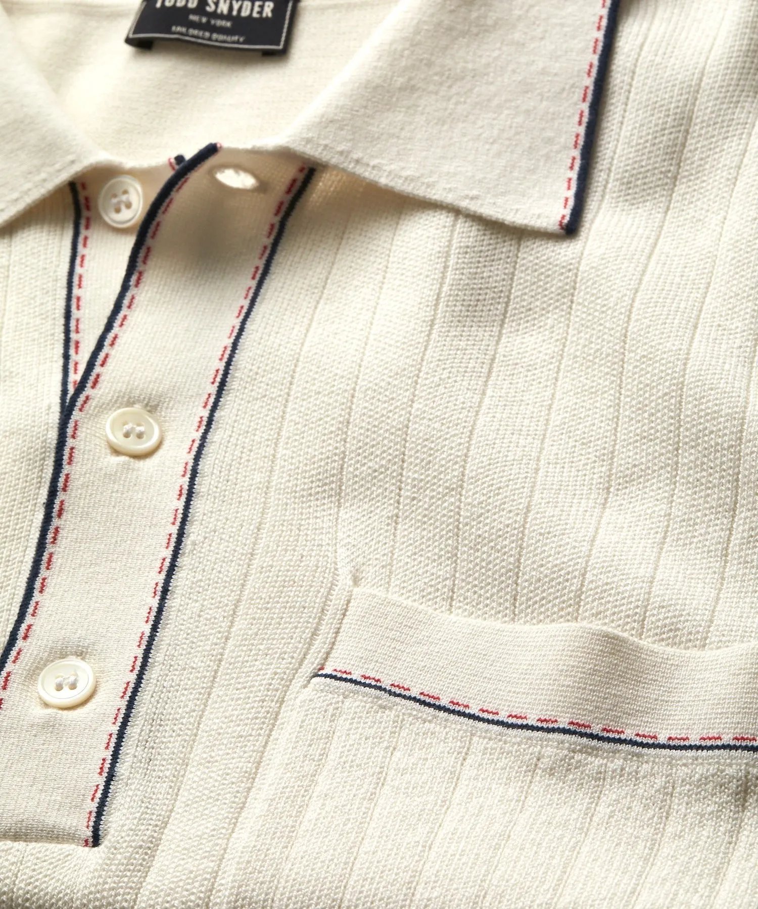 Italian Cotton Silk Tipped Riviera Sweater Polo in Ivory