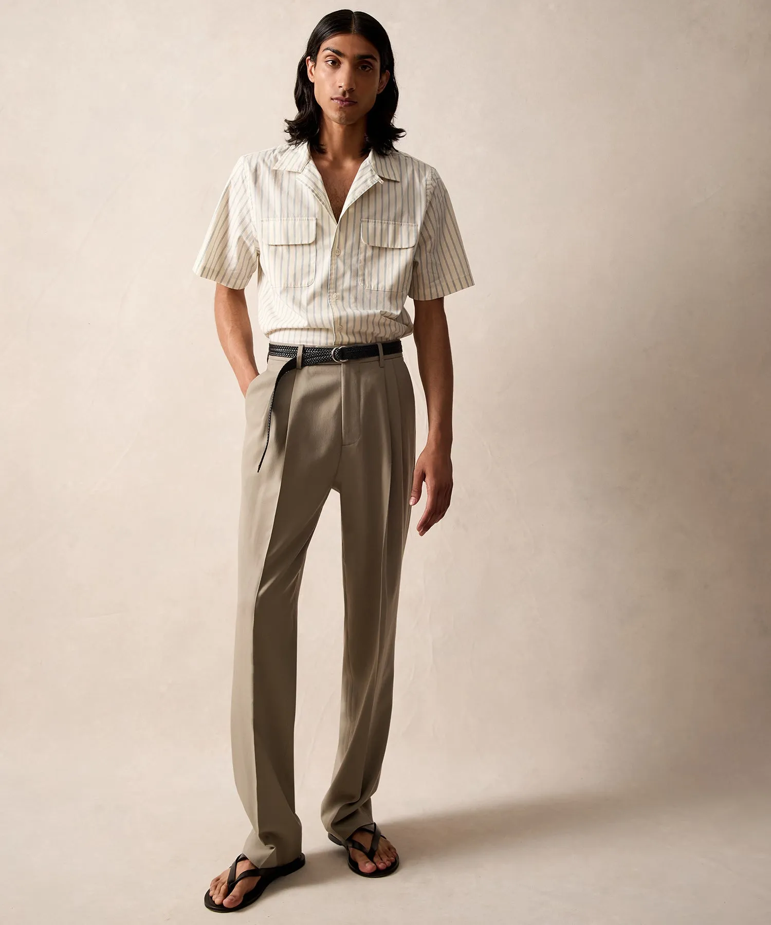 Italian Gabardine Wythe Trouser in Stone