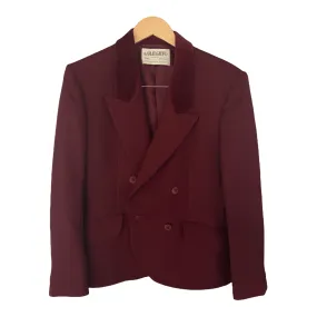 Jaeger Vintage Jacket with Velvet Collar Burgundy 100% Wool UK10/12