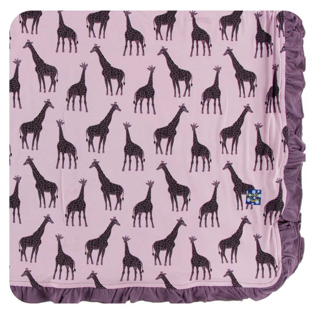 KicKee Pants Sweet Pea Giraffe Ruffle Toddler Blanket