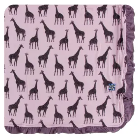 KicKee Pants Sweet Pea Giraffe Ruffle Toddler Blanket