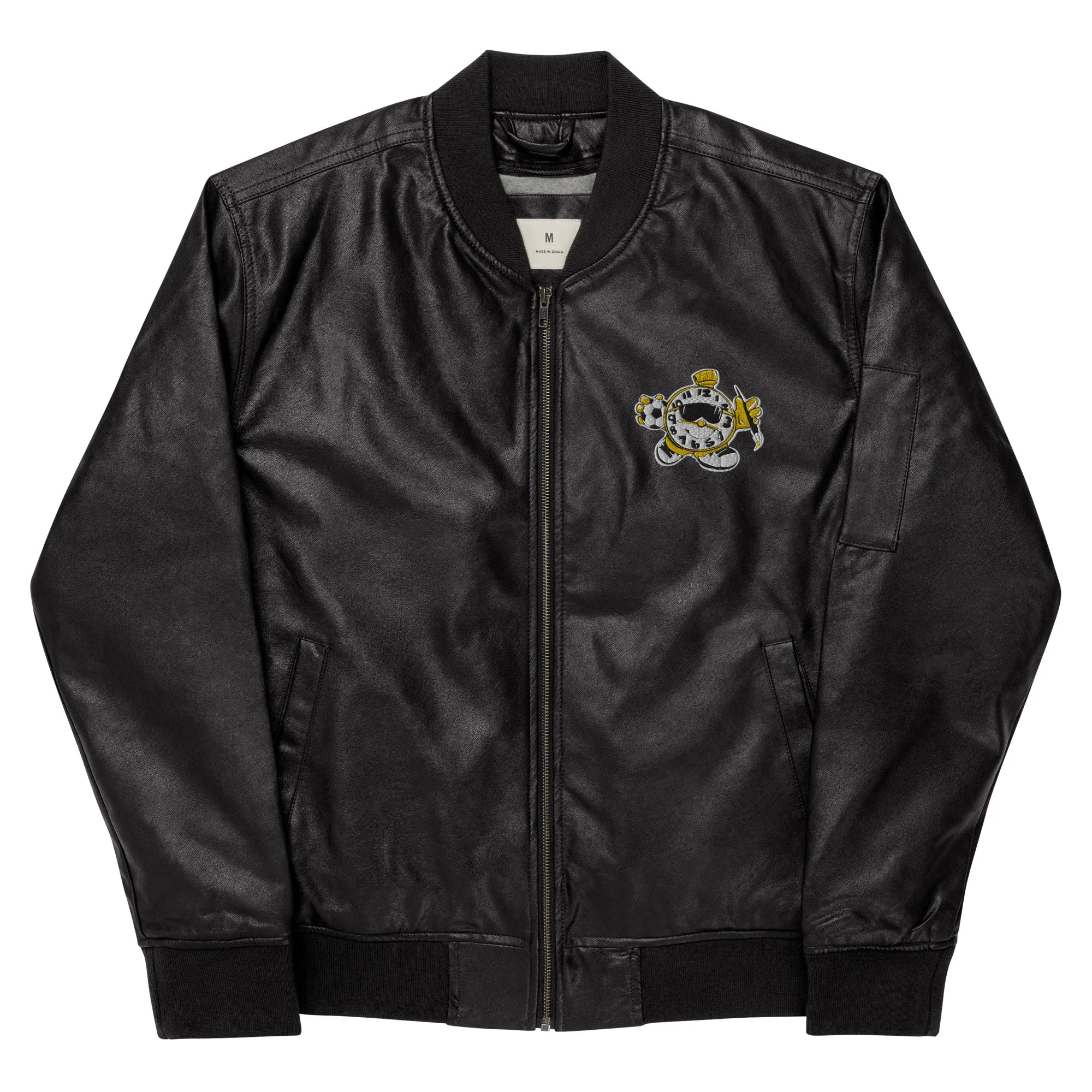 Kids After Hours Embroidered Leather Look Bomber Jacket