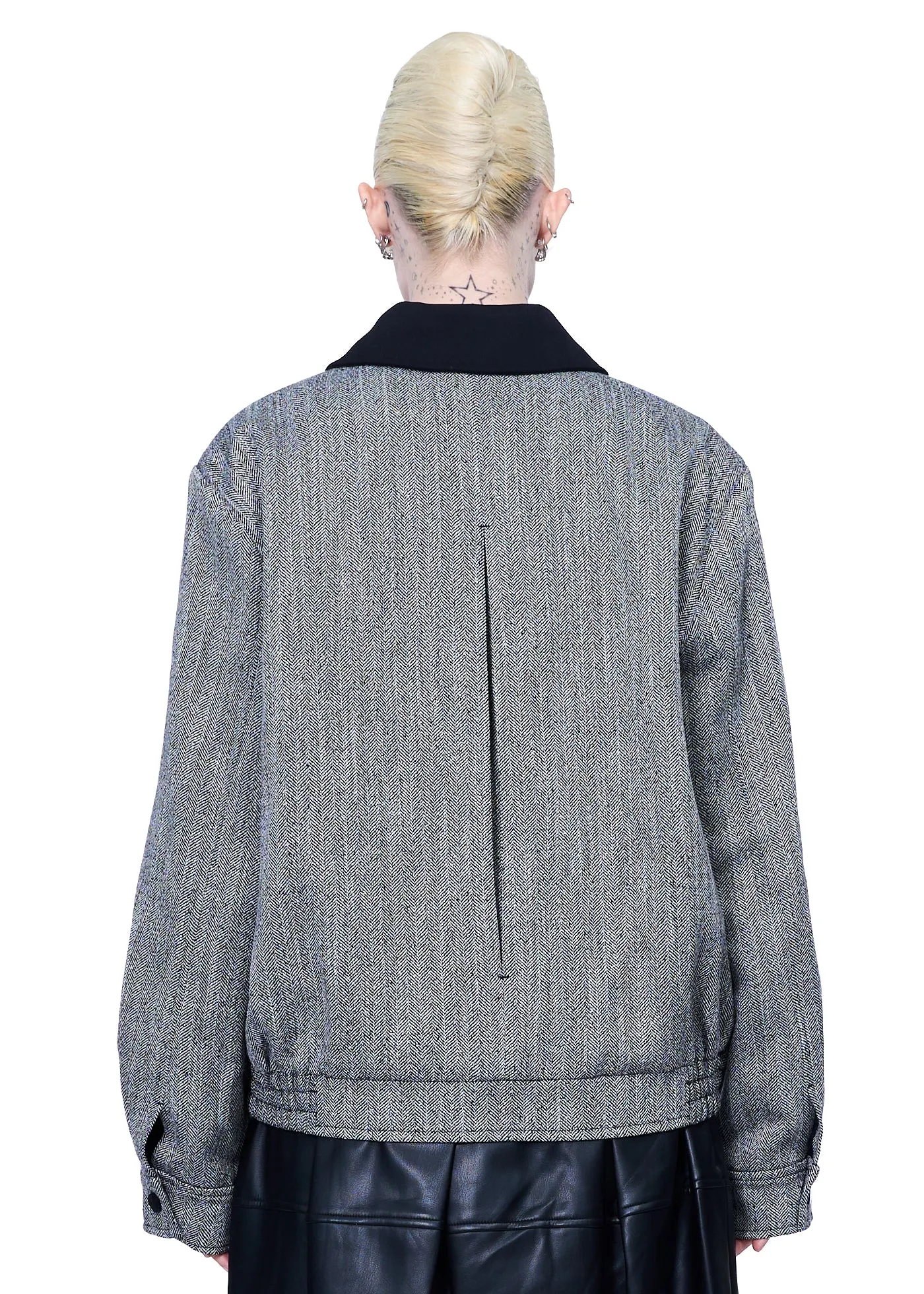 Klint Studio Herringbone Zip Bomber Jacket