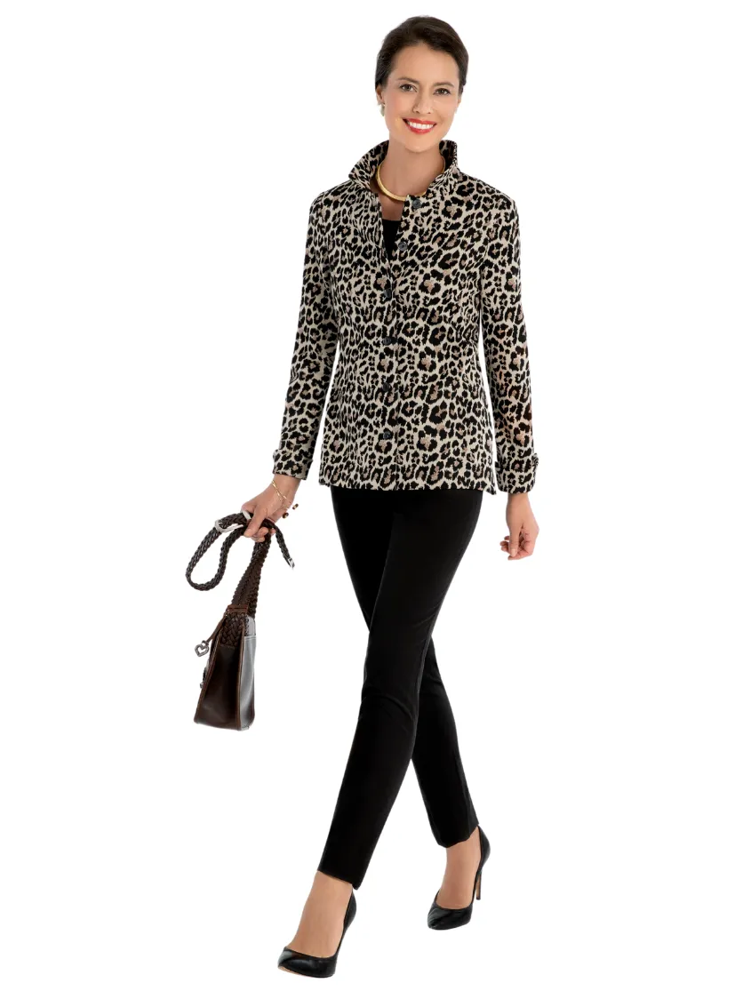 Leopard Knit Shirt Jacket