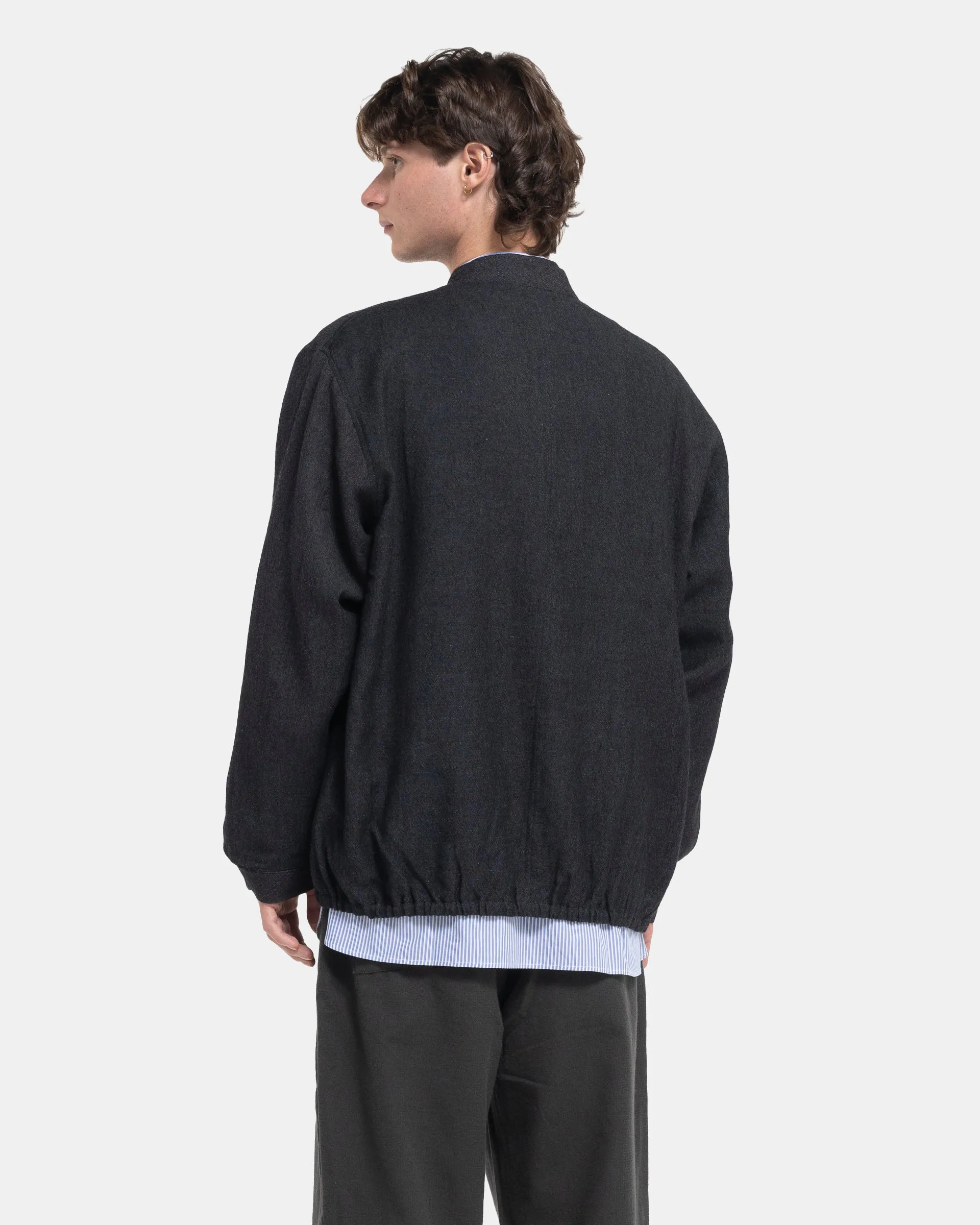 Linen and Wool Mix Blouson in Charcoal