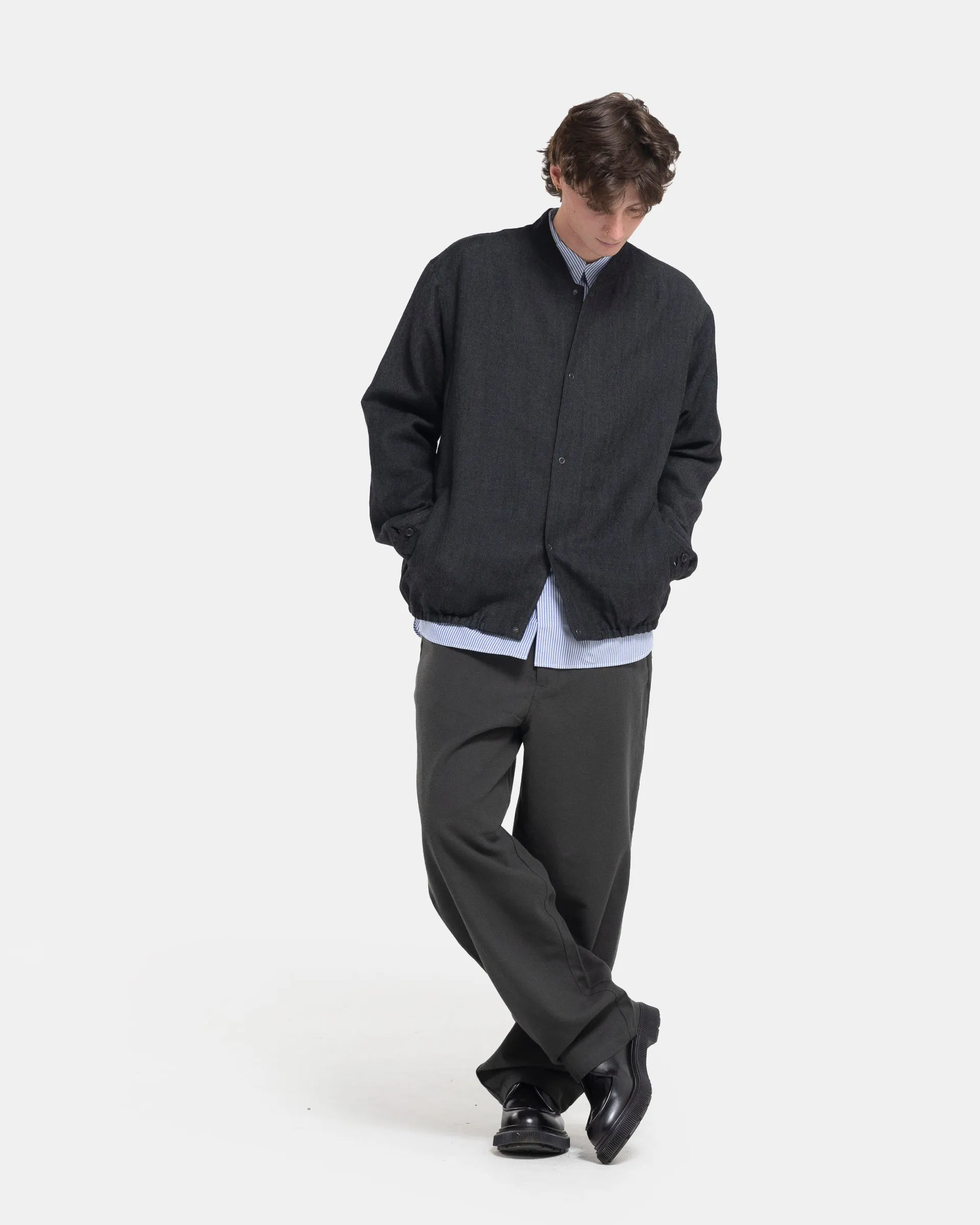 Linen and Wool Mix Blouson in Charcoal